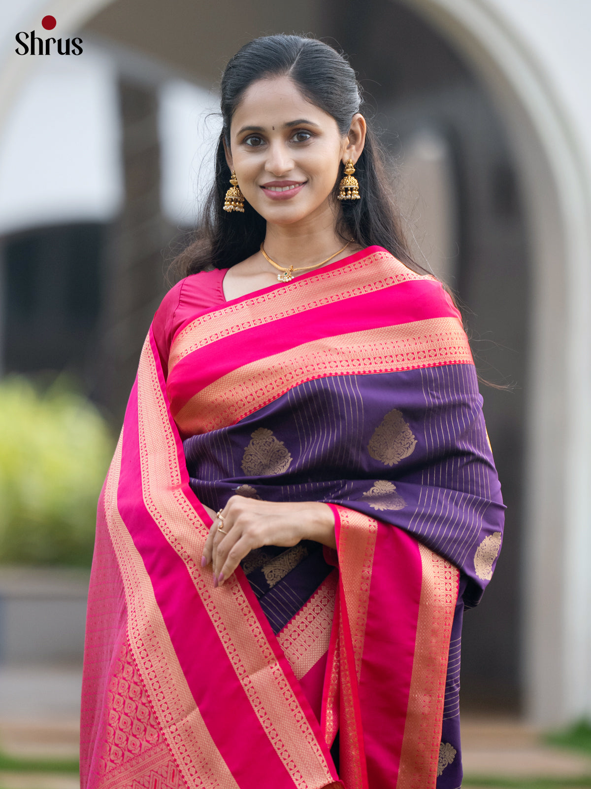 Violet & Pink - Semi Kanchipuram Saree