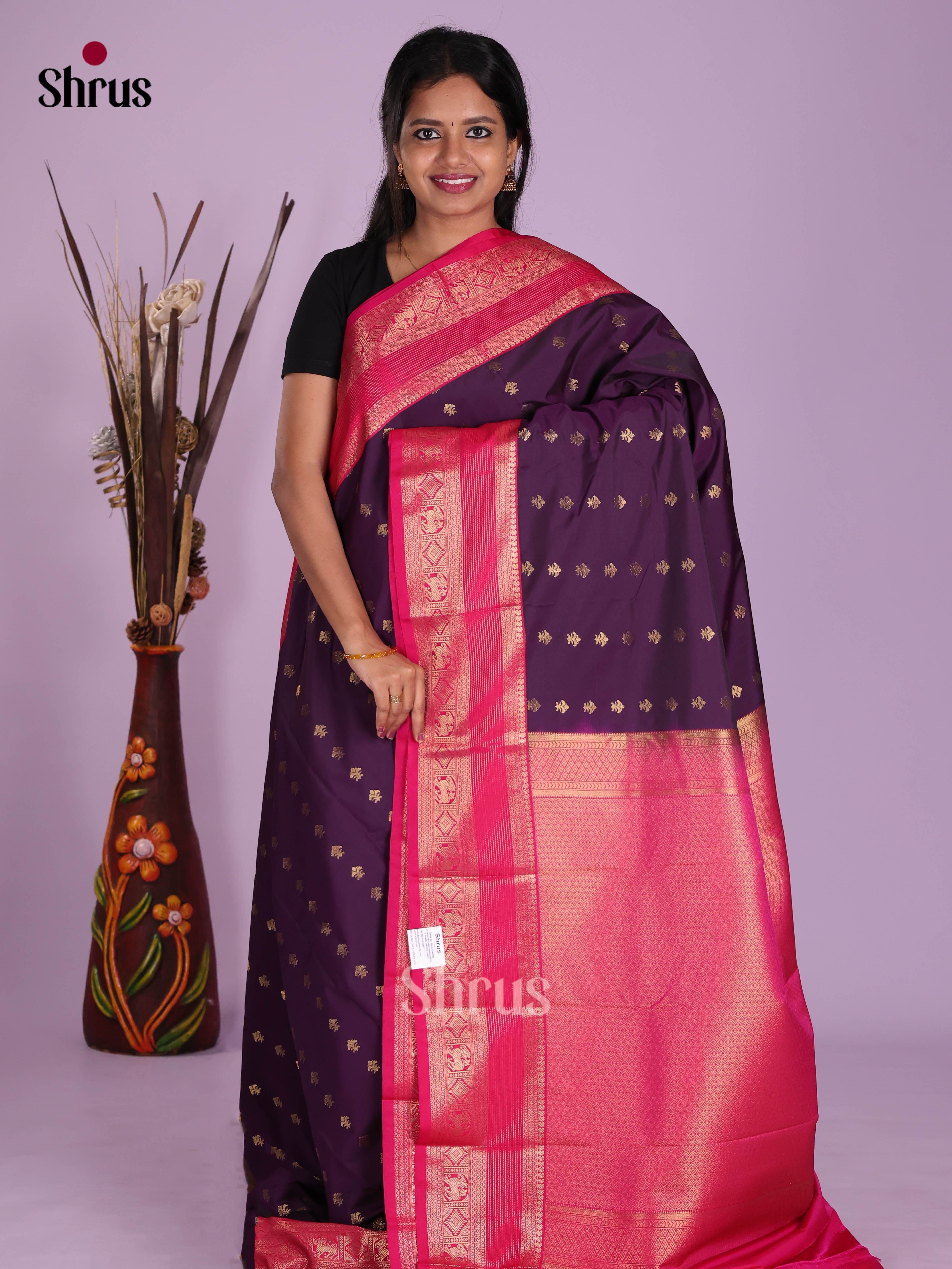 Violet & Pink- Semi Kanchipuram Saree