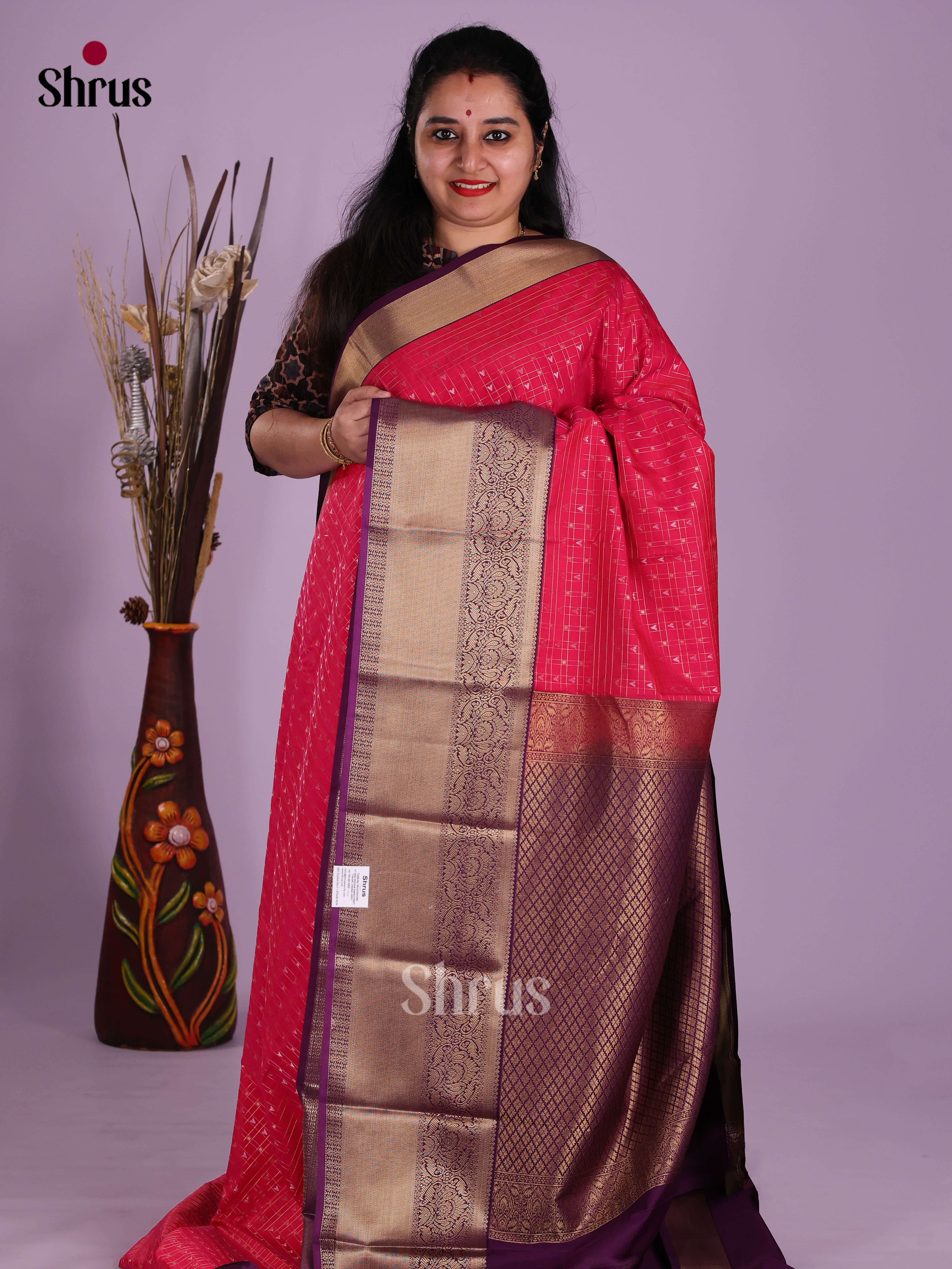 Pink & Violet - Semi Kanchipuram Saree