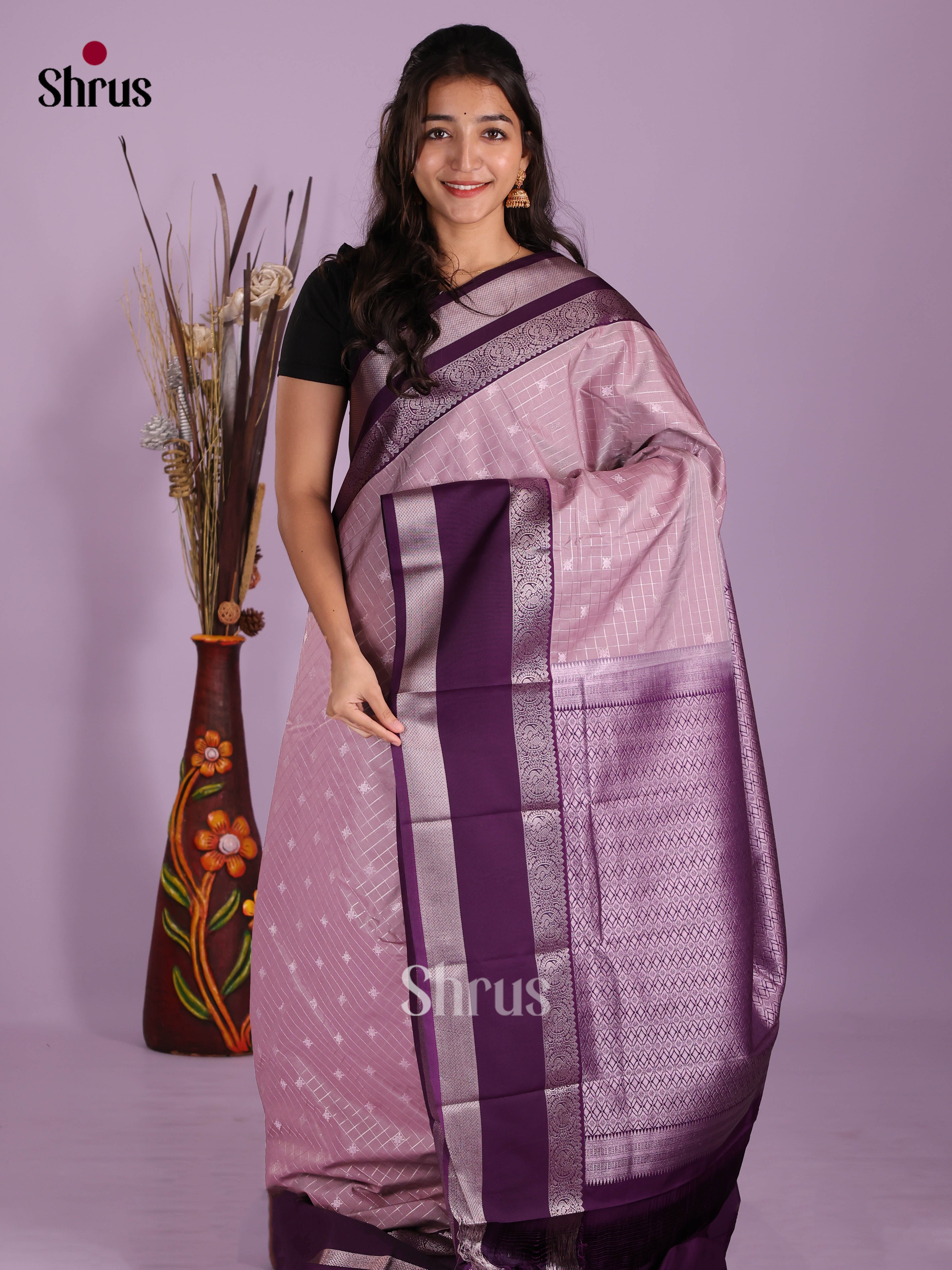 Lavender & Violet - Semi Kanchipuram Saree