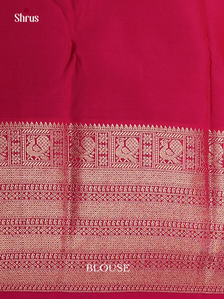 Light Green & Pink- Semi Kanchipuram Saree - Shop on Shrus.com