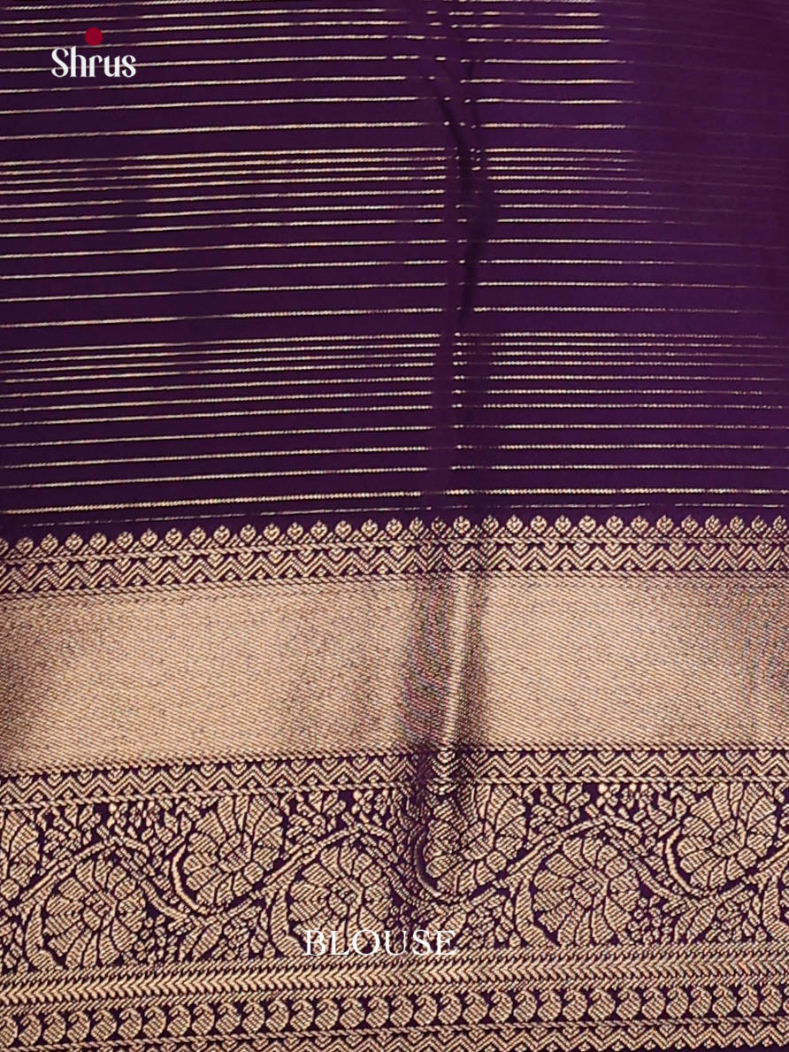 Light Blue & Violet - Semi Kanchipuram Saree - Shop on Shrus.com