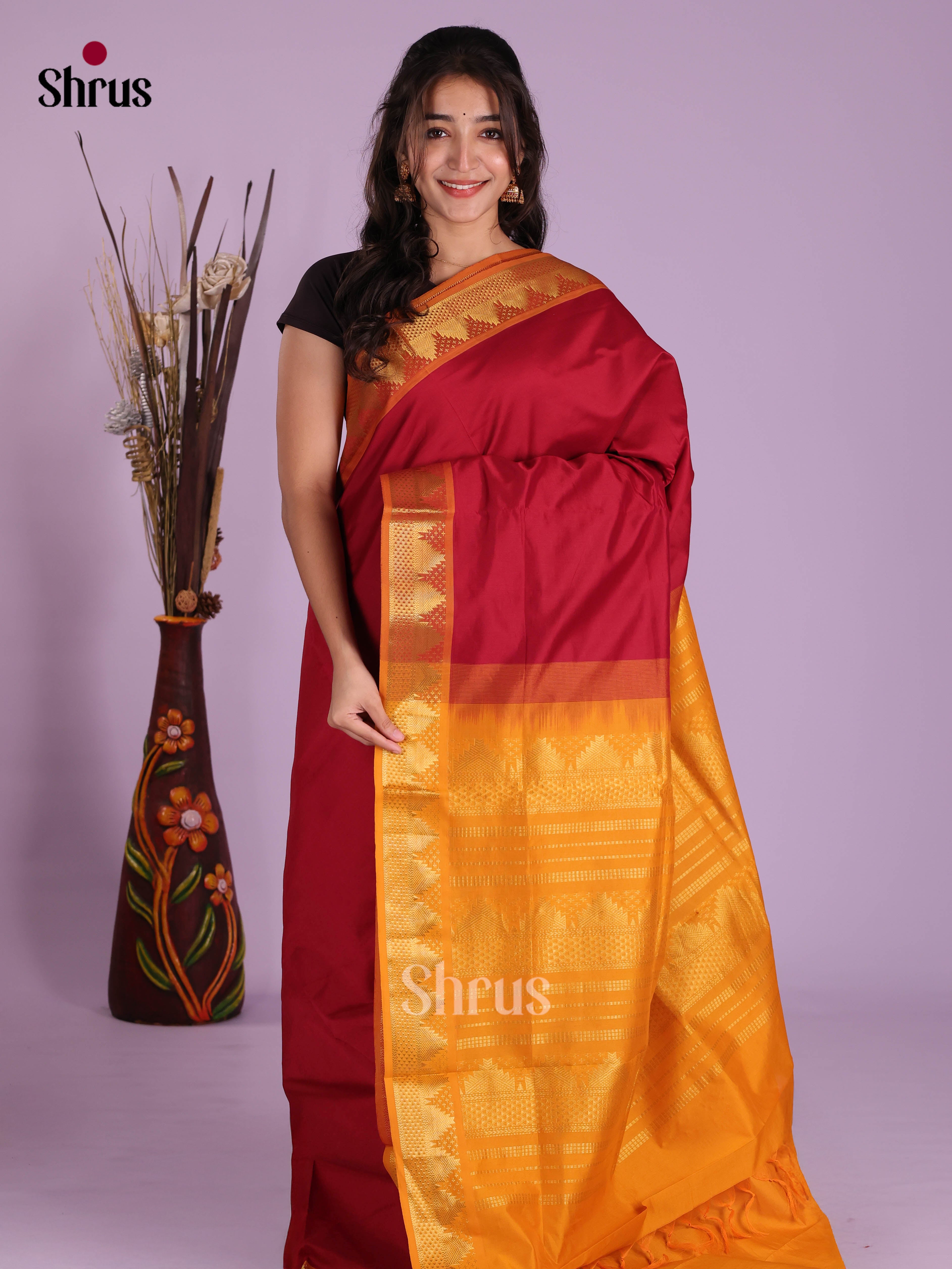 DKS04061 - Silkcotton-halfpure Saree - Shop on Shrus.com