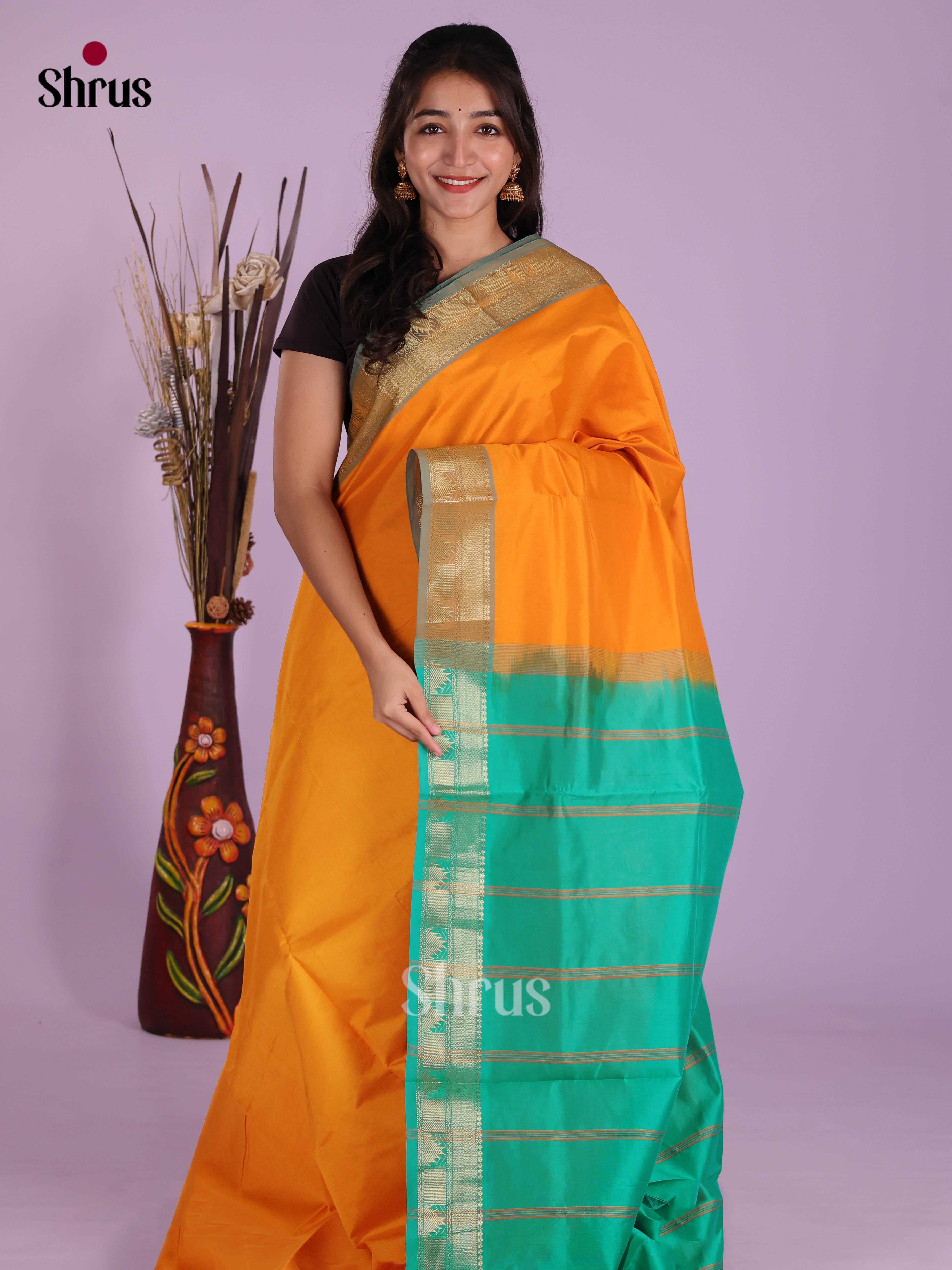 DKS04075 - Silkcotton-halfpure Saree - Shop on Shrus.com