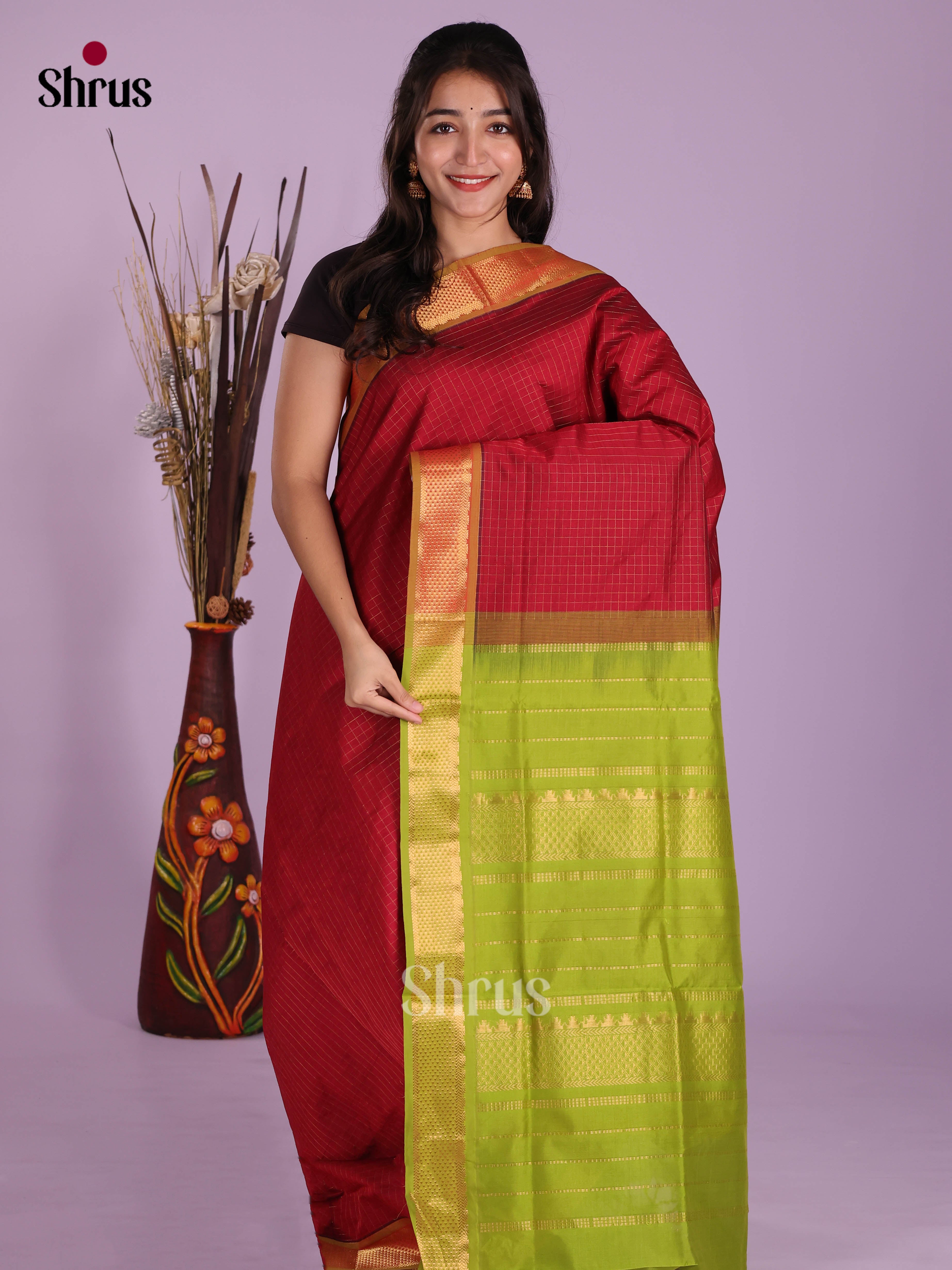 DKS04109 - Silkcotton-halfpure Saree - Shop on Shrus.com