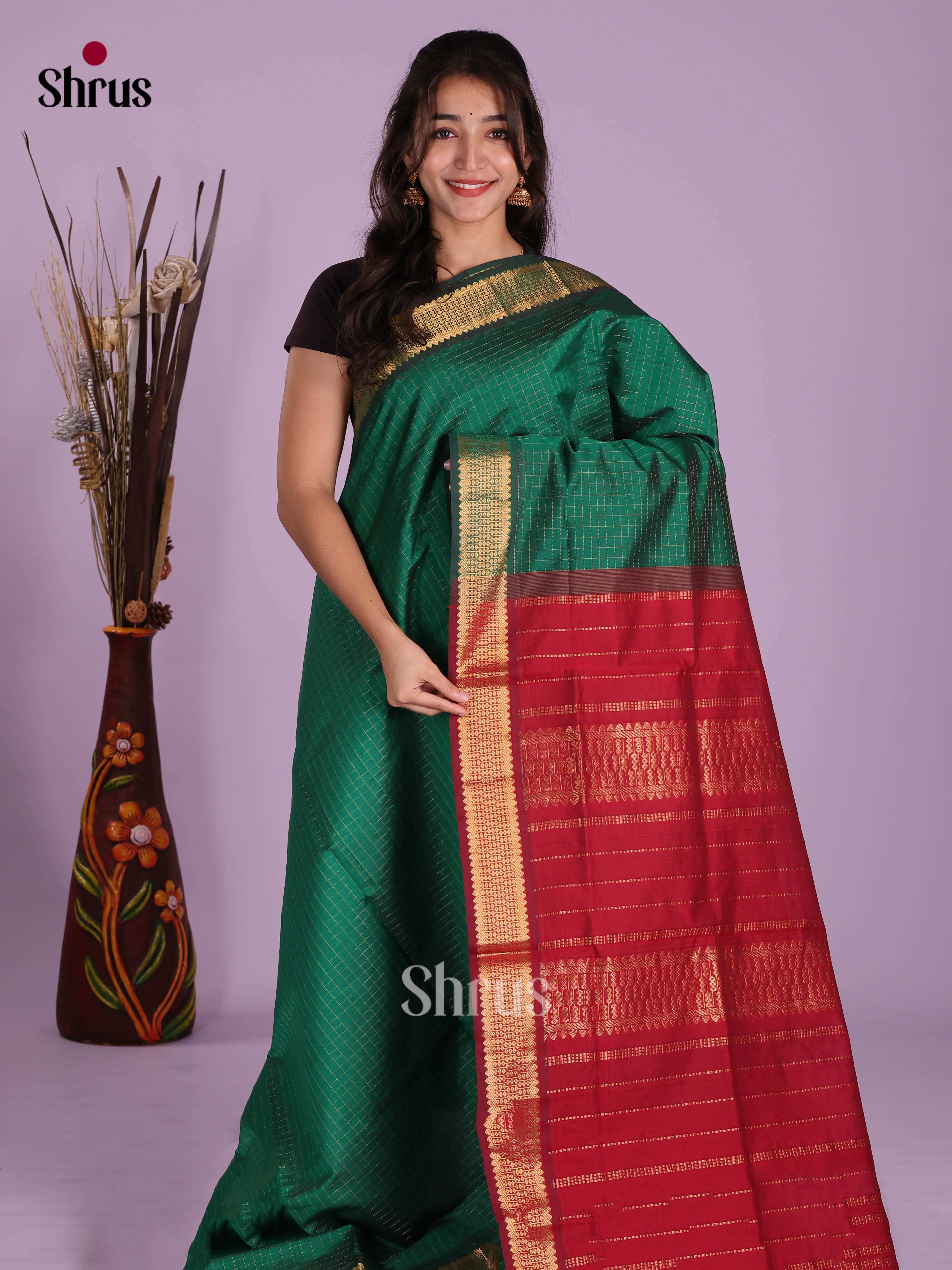 DKS04117 - Silkcotton-halfpure Saree - Shop on Shrus.com