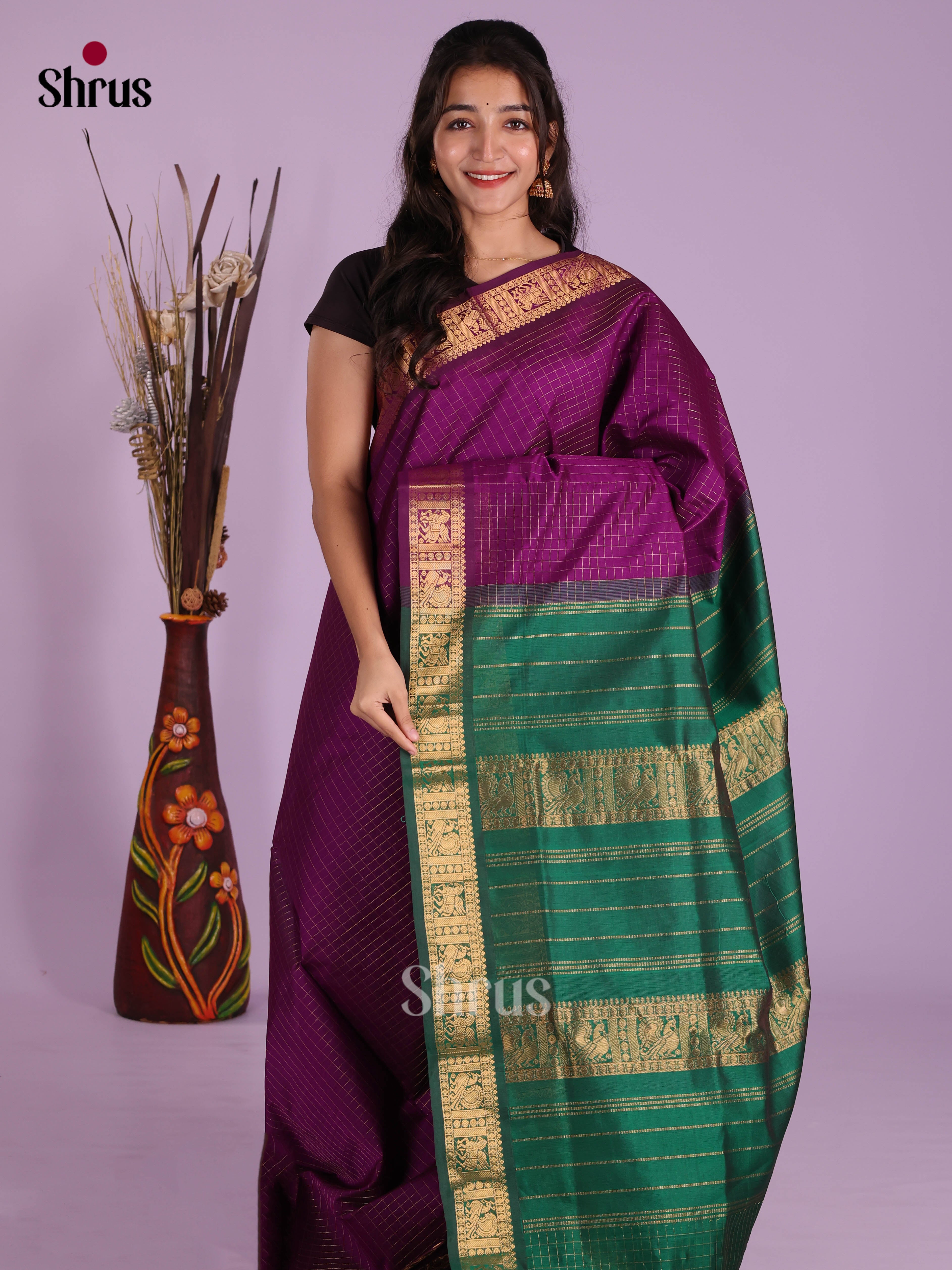 DKS04124 - Silkcotton-halfpure Saree - Shop on Shrus.com