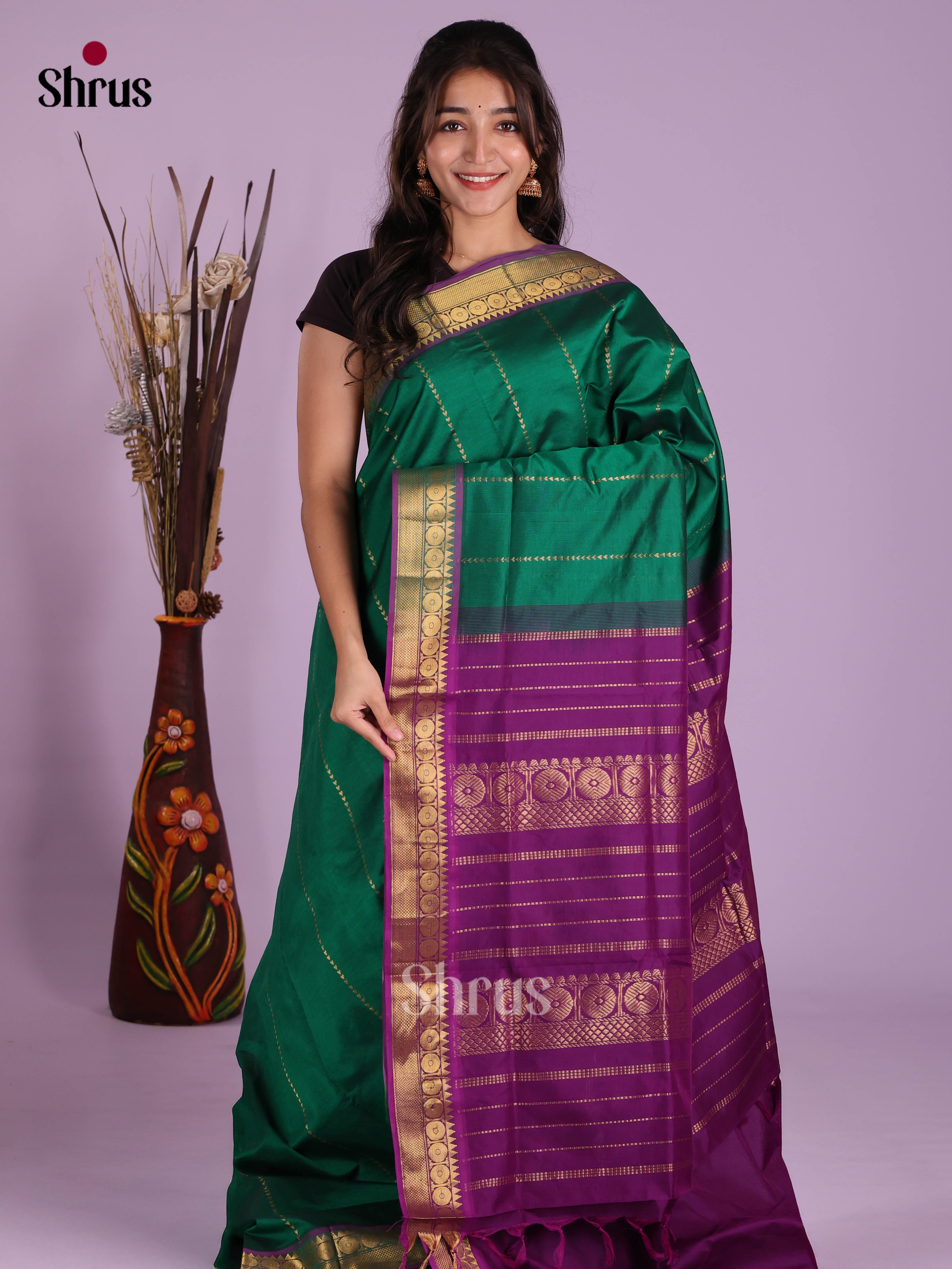 DKS04157 - Silkcotton-halfpure Saree - Shop on Shrus.com