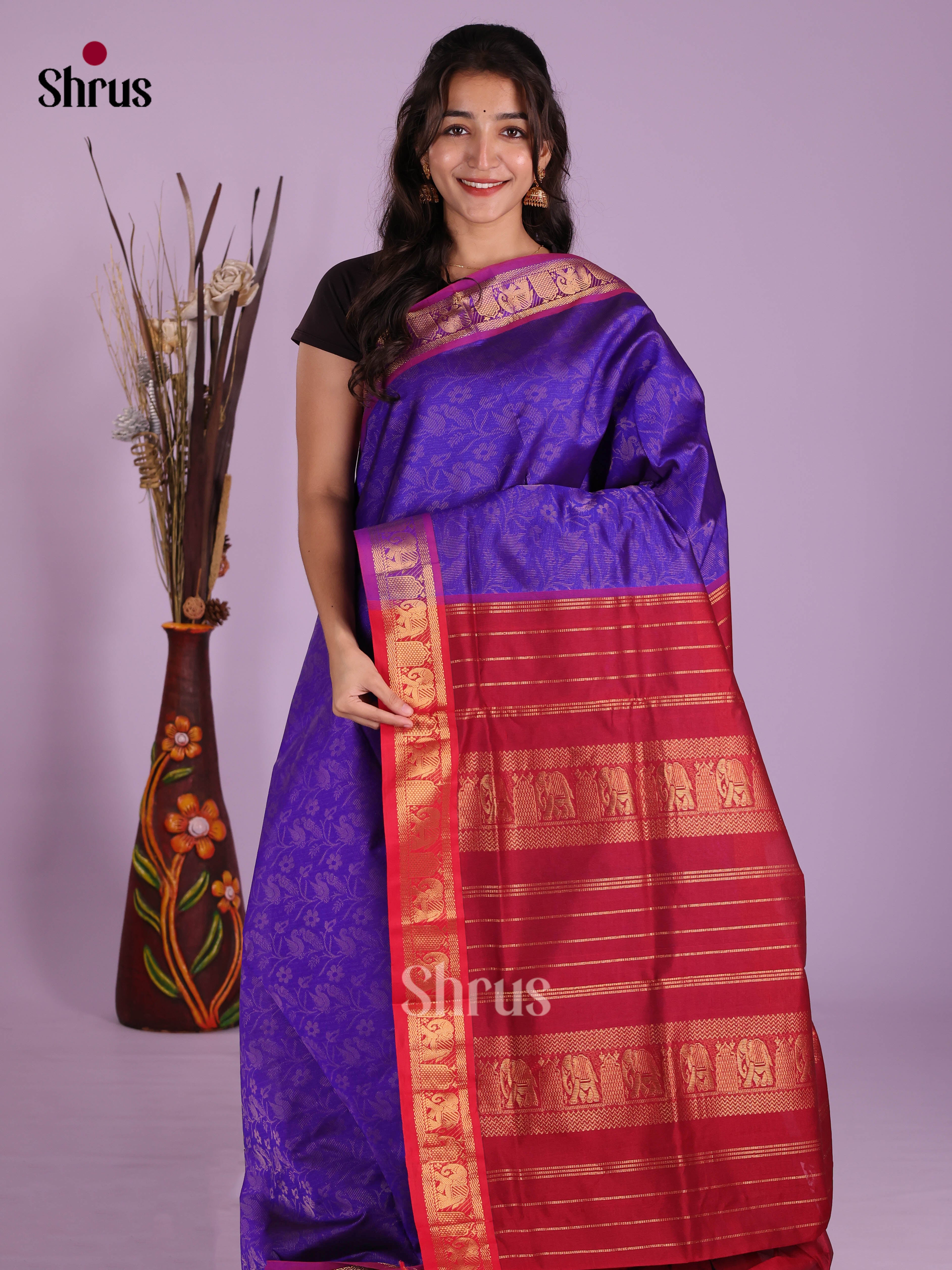DKS04184 - Silkcotton-halfpure Saree - Shop on Shrus.com