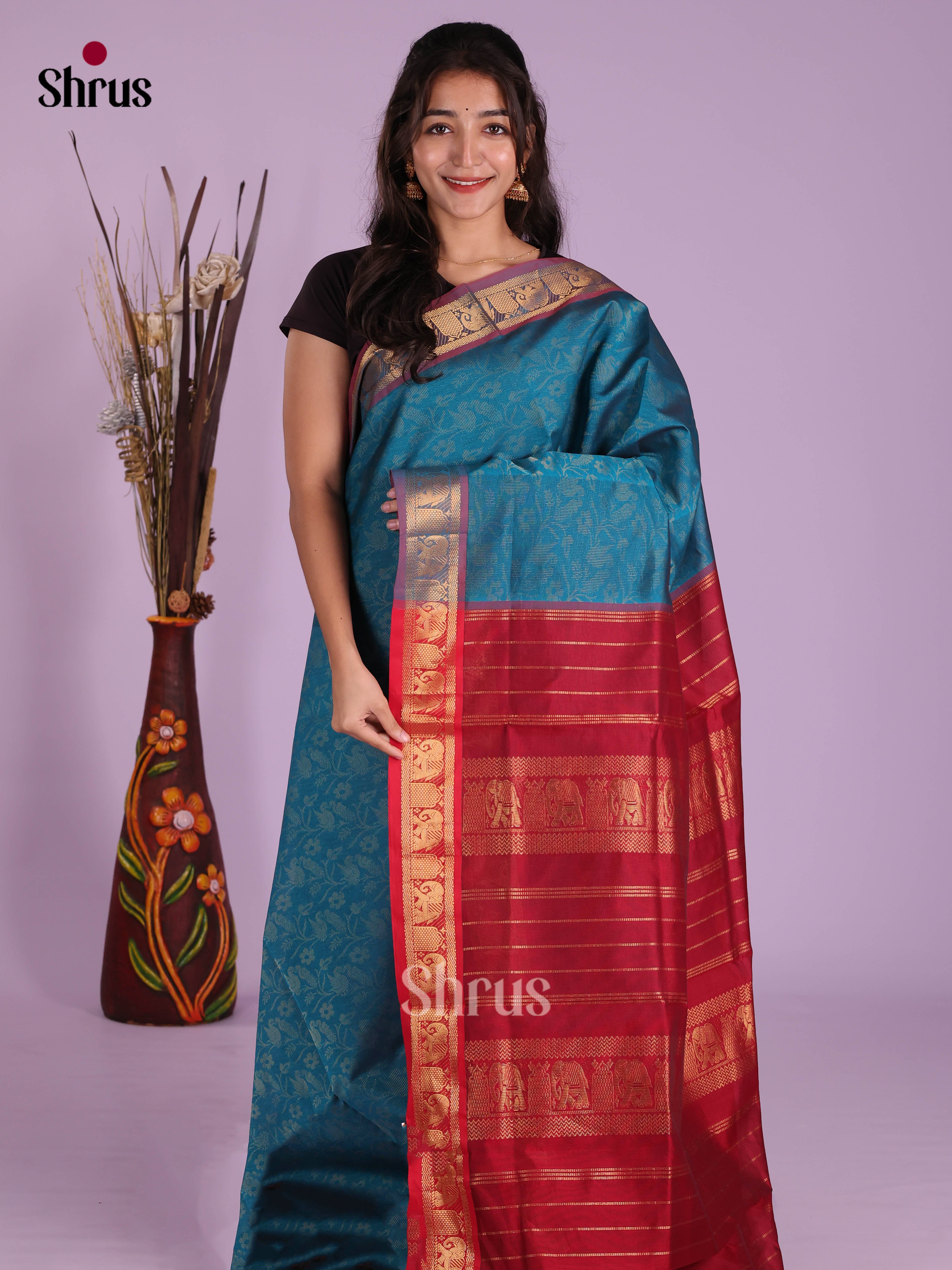 DKS04186 - Silkcotton-halfpure Saree - Shop on Shrus.com