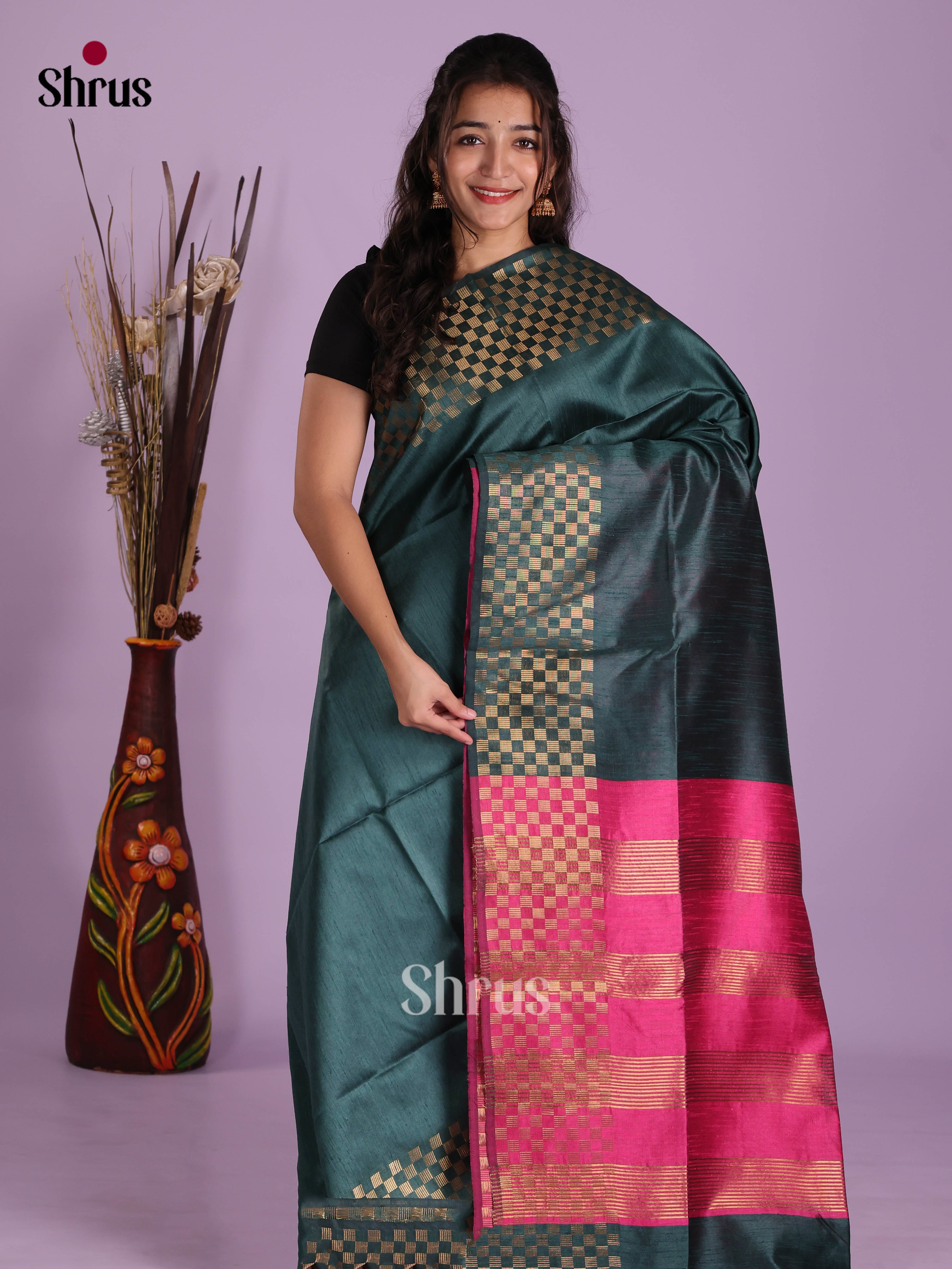 DKS05077 - Semi Rawsilk Saree - Shop on Shrus.com