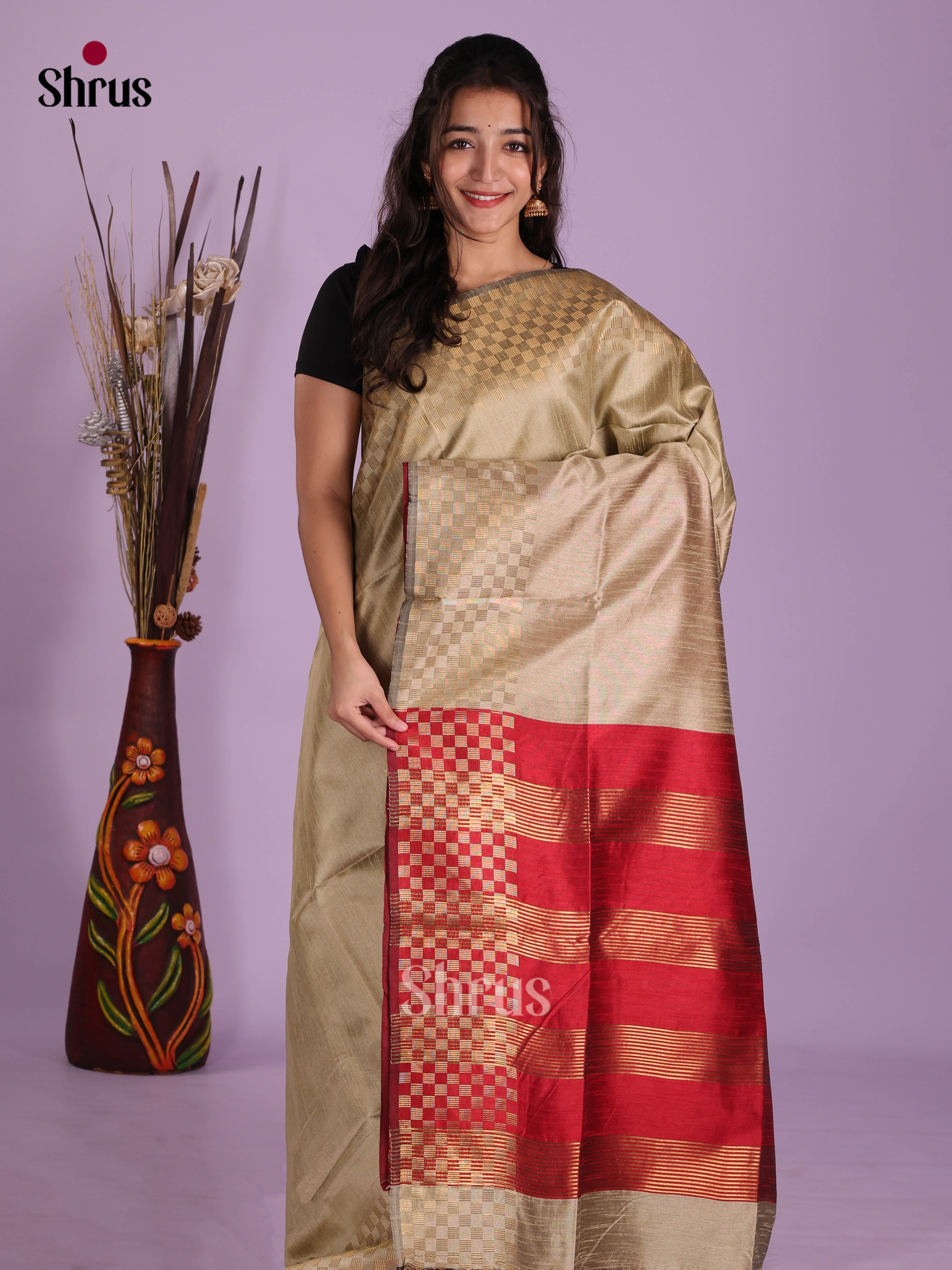 DKS05079 - Semi Rawsilk Saree - Shop on Shrus.com