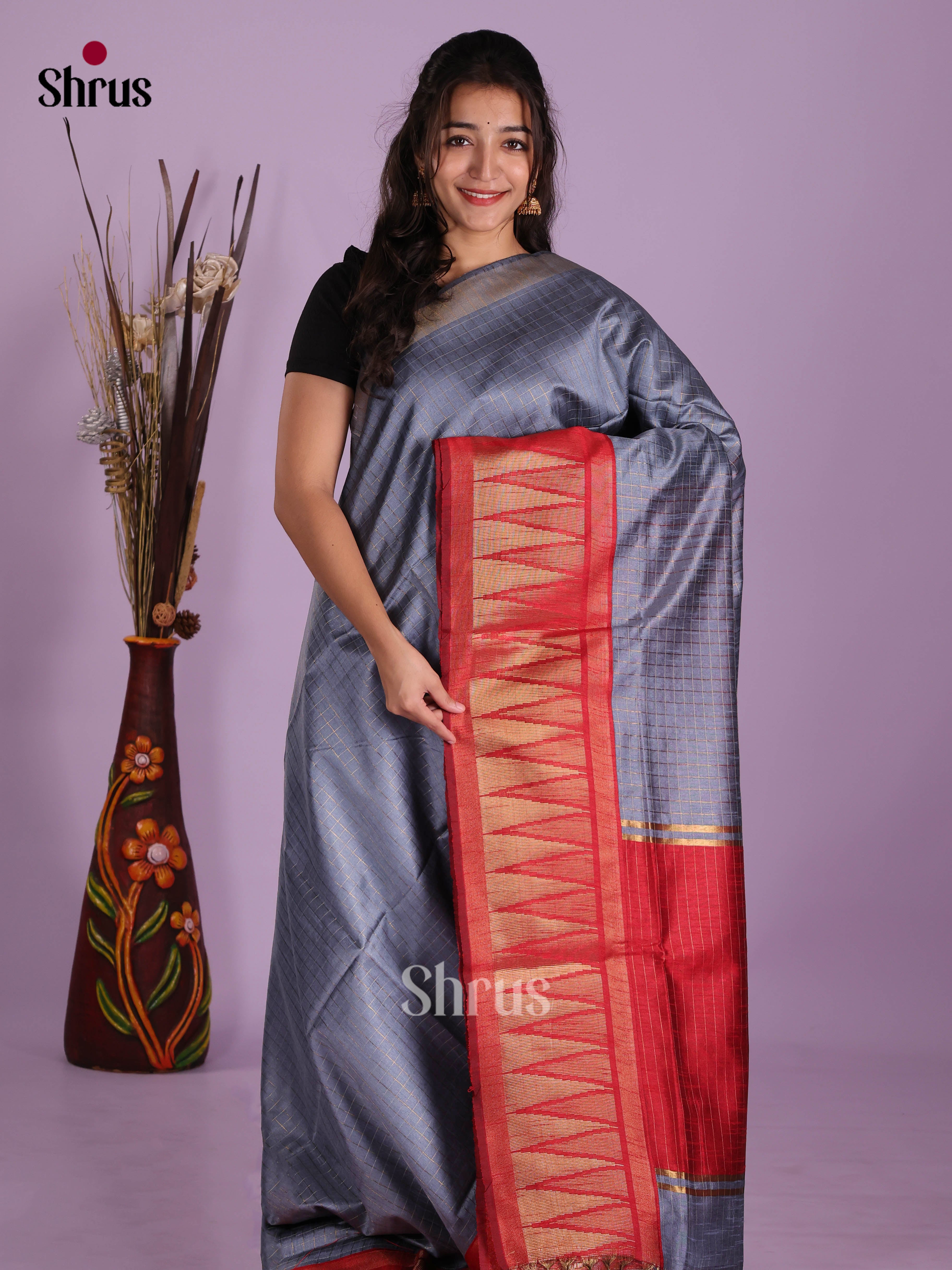DKS05107 - Semi Rawsilk Saree - Shop on Shrus.com