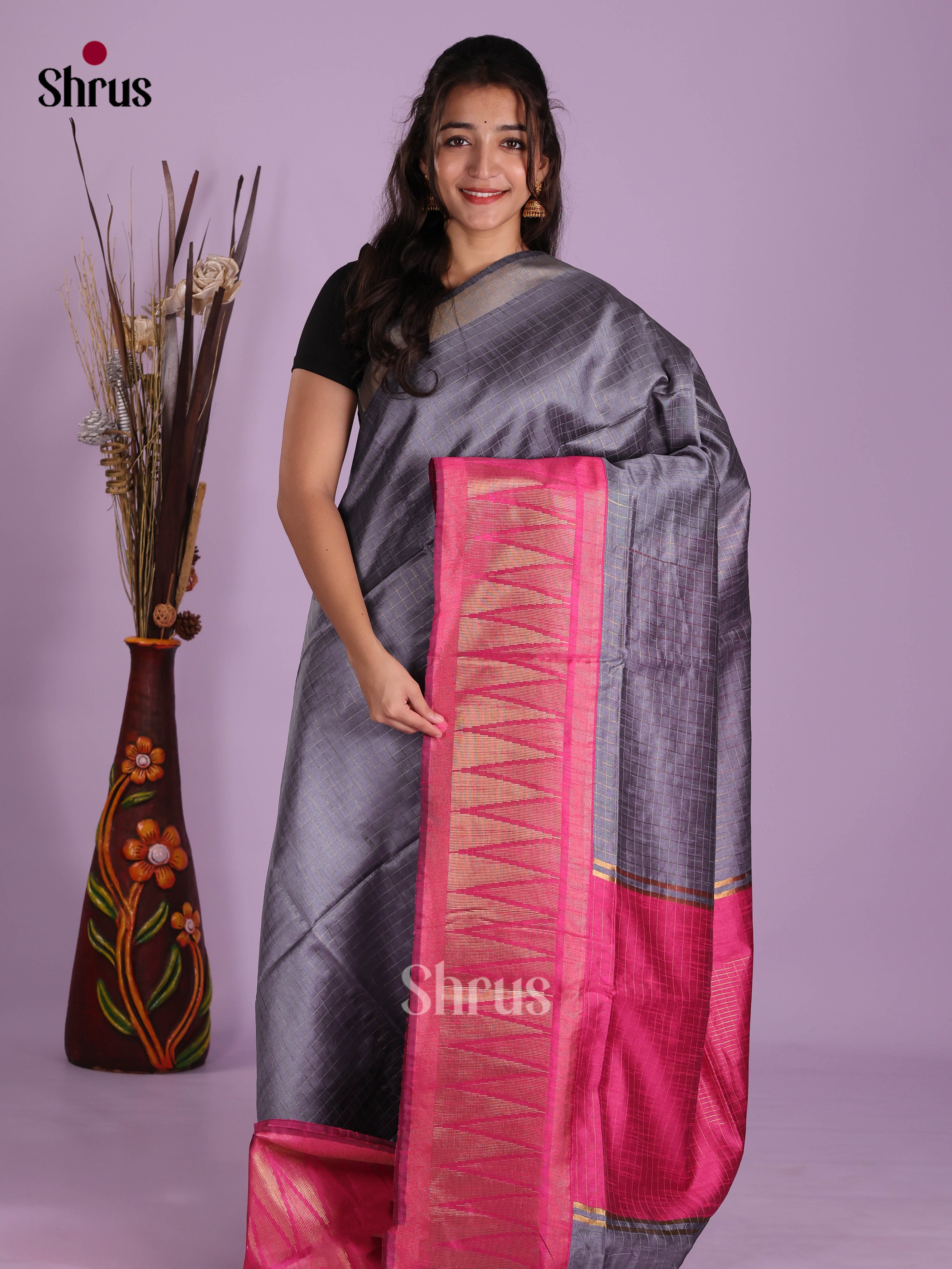 DKS05116 - Semi Rawsilk Saree - Shop on Shrus.com