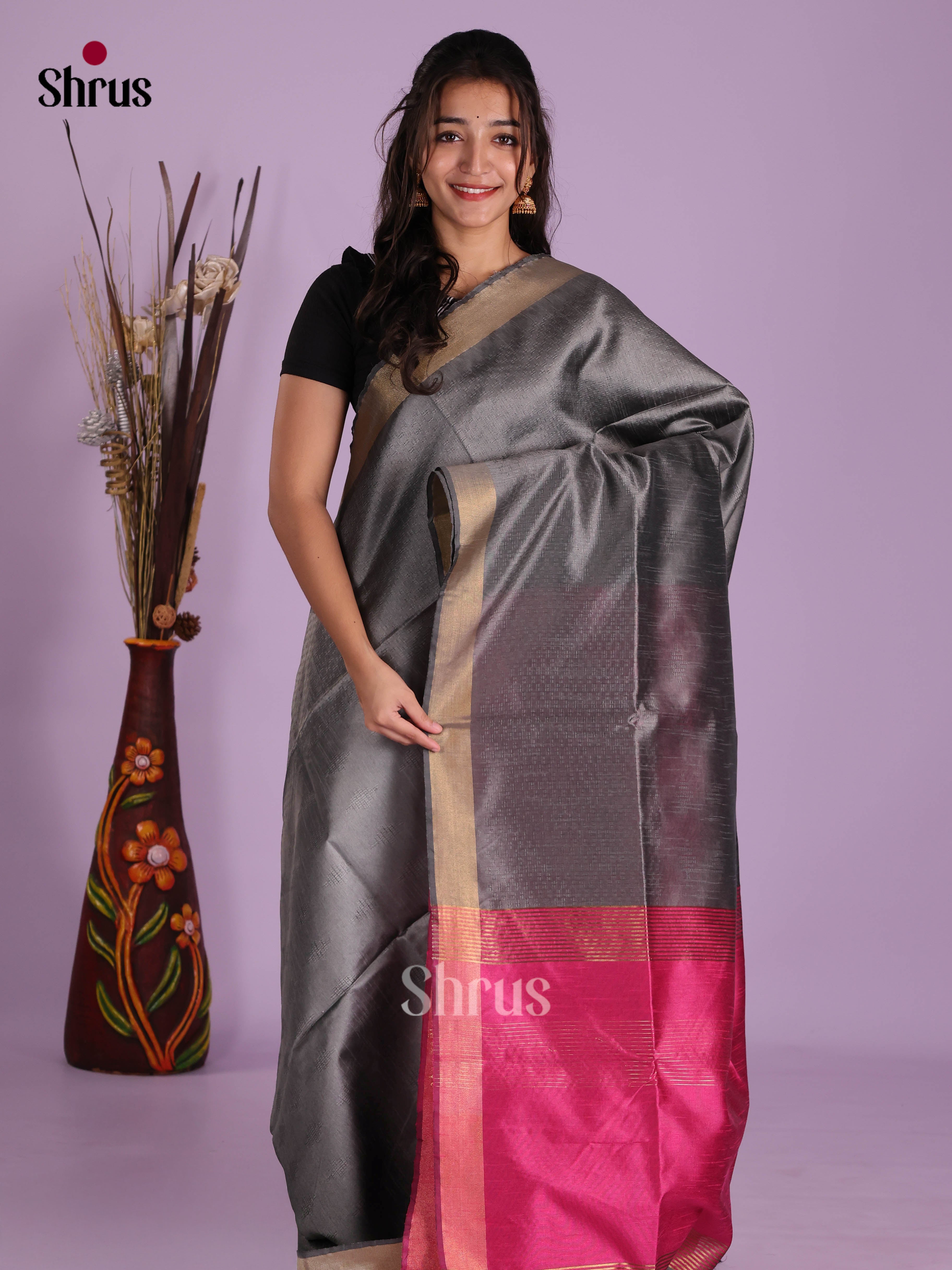 DKS05163 - Semi Rawsilk Saree - Shop on Shrus.com