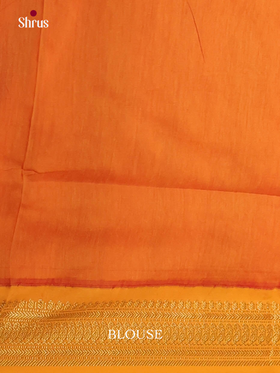 Mehandi & Orange - Kalyani Cotton Saree