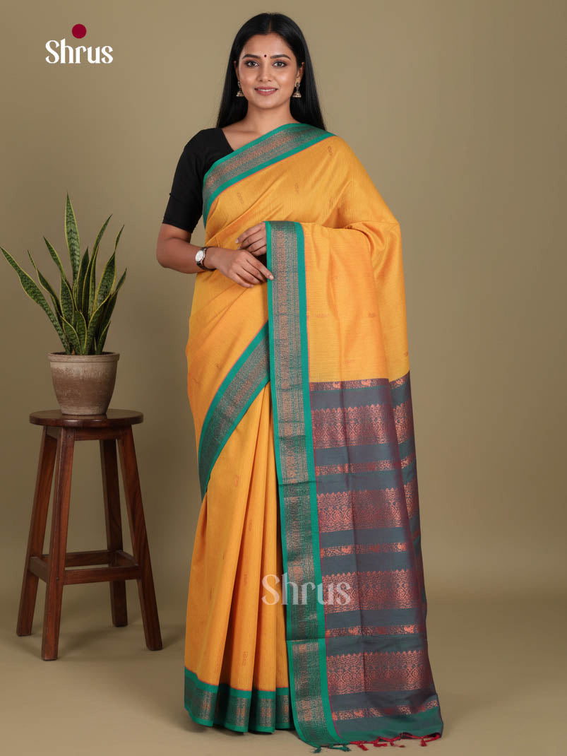 Yellow & Green - Kalyani Cotton Saree