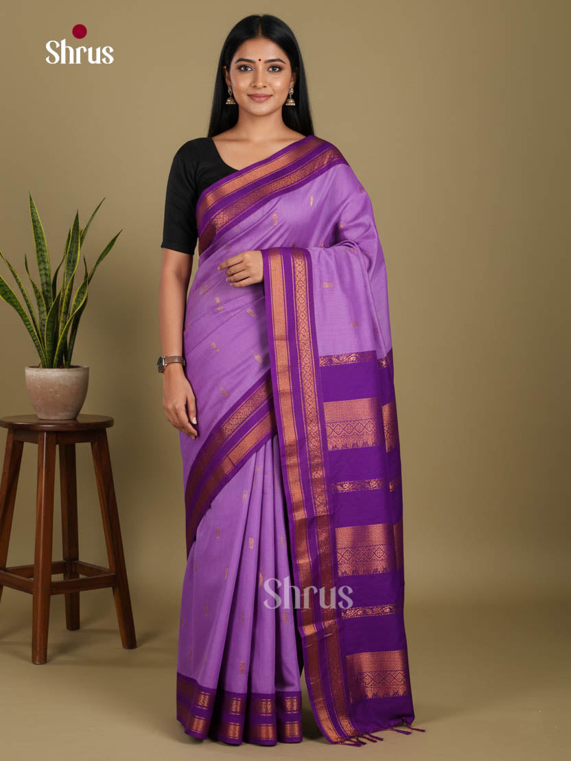 Purple & Violet - Kalyani Cotton Saree - Shop on Shrus.com