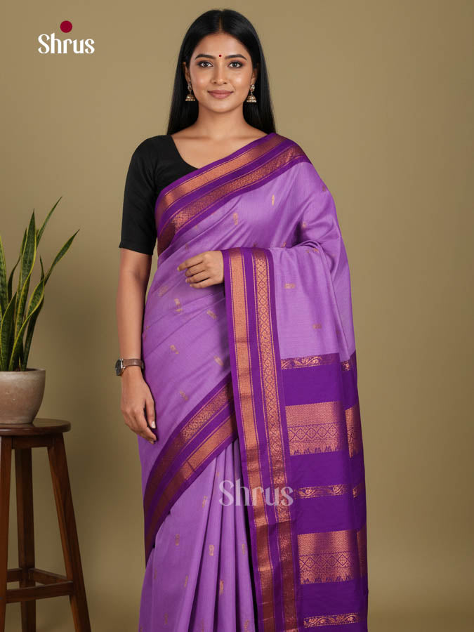 Purple & Violet - Kalyani Cotton Saree - Shop on Shrus.com