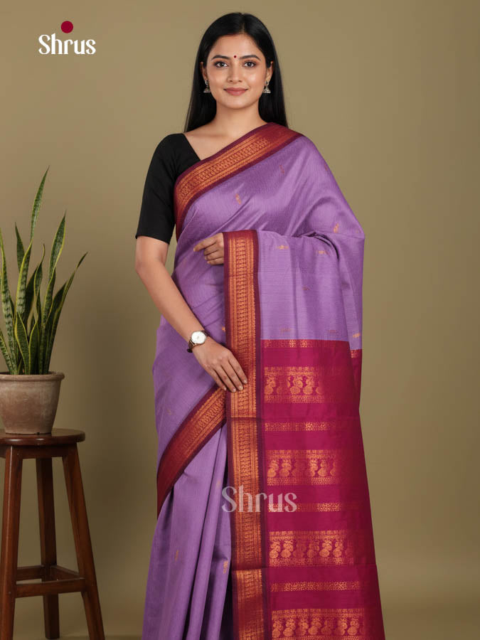 Lavender & Maroon - Kalyani Cotton Saree