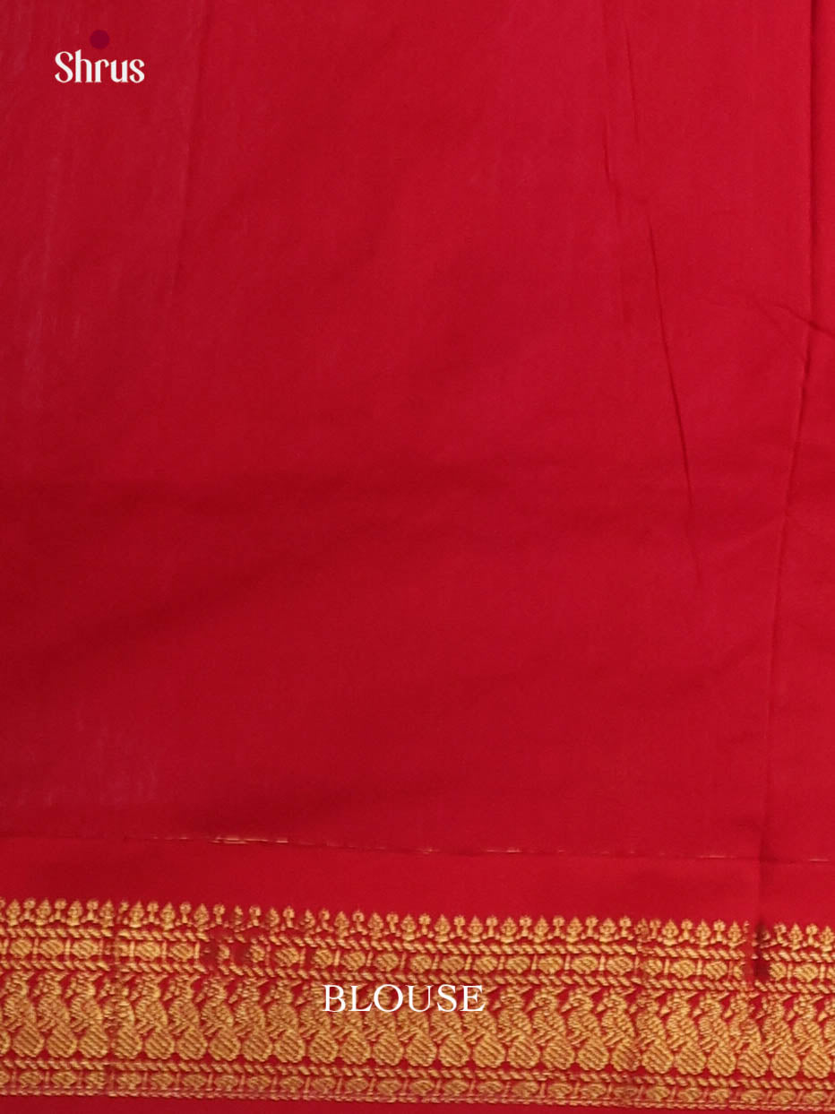 Peachish Pink & Red - Kalyani Cotton Saree - Shop on Shrus.com