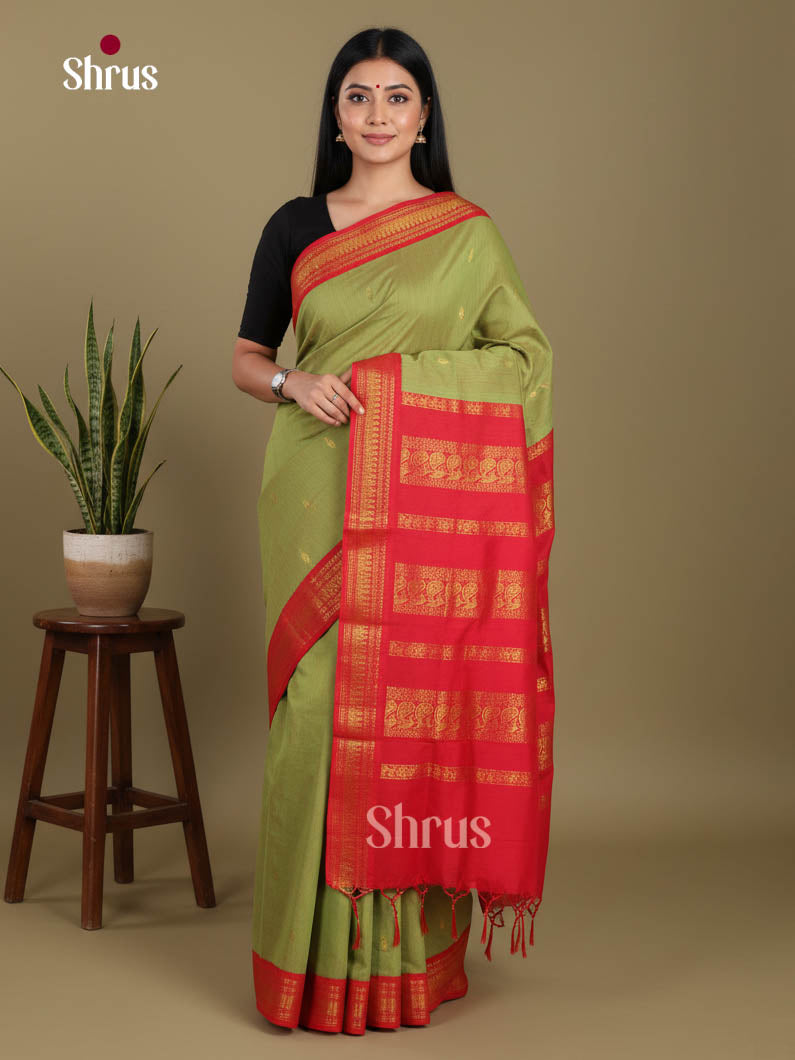 Green & Red- Kalyani Cotton Saree