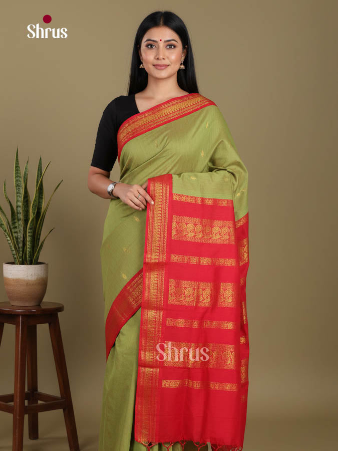 Green & Red- Kalyani Cotton Saree