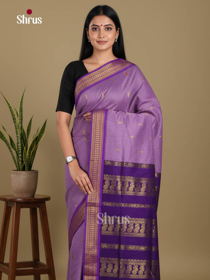 Lilac & Blue - Kalyani Cotton Saree