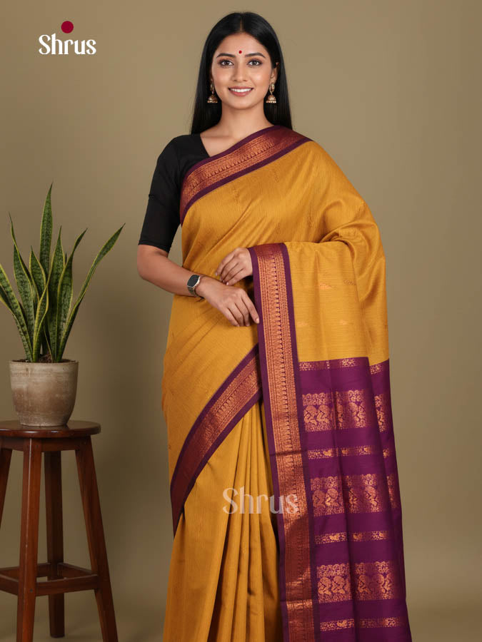 Mustard & Violet - Kalyani Cotton Saree