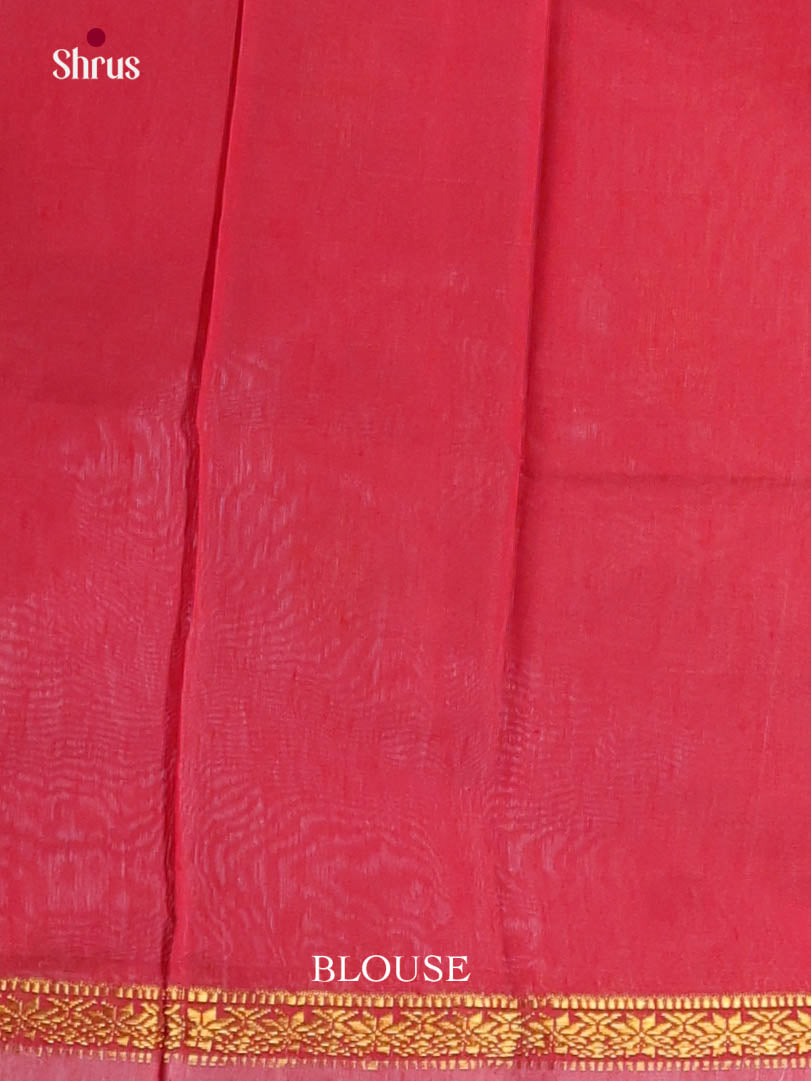 Light Green & Orangish Pink - Semi Maheshwari Saree