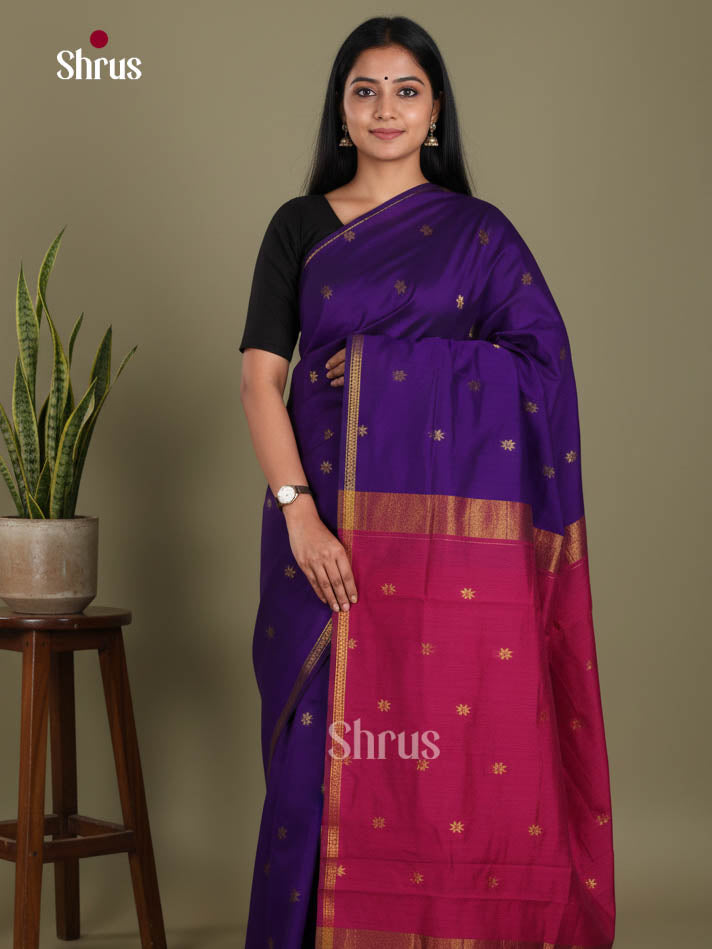 Violet & Maroon- Semi Maheshwari Saree
