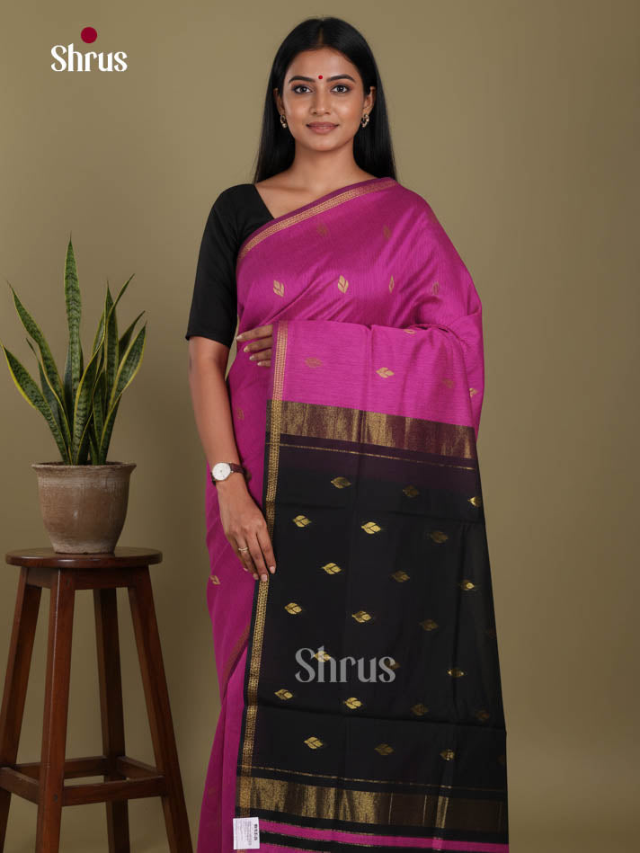 Majenta & Black - Semi Maheshwari Saree