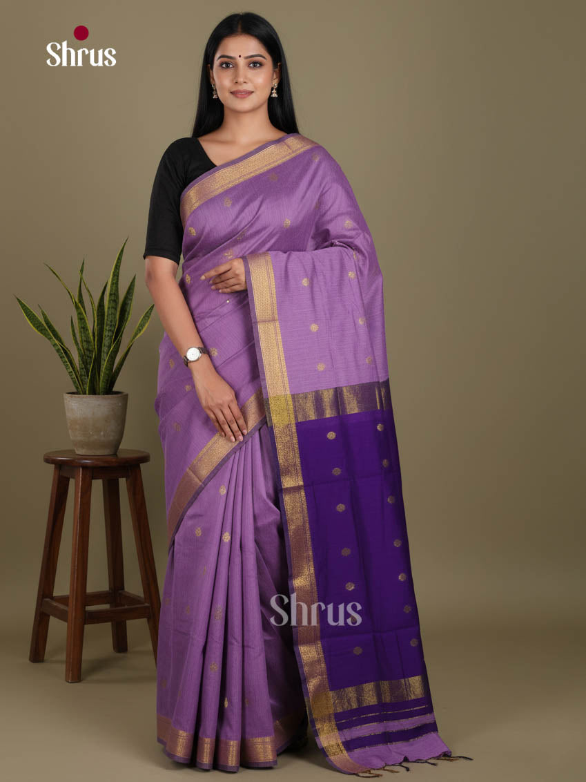 Lavender & Blue - Semi Maheshwari Saree