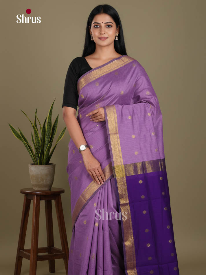 Lavender & Blue - Semi Maheshwari Saree