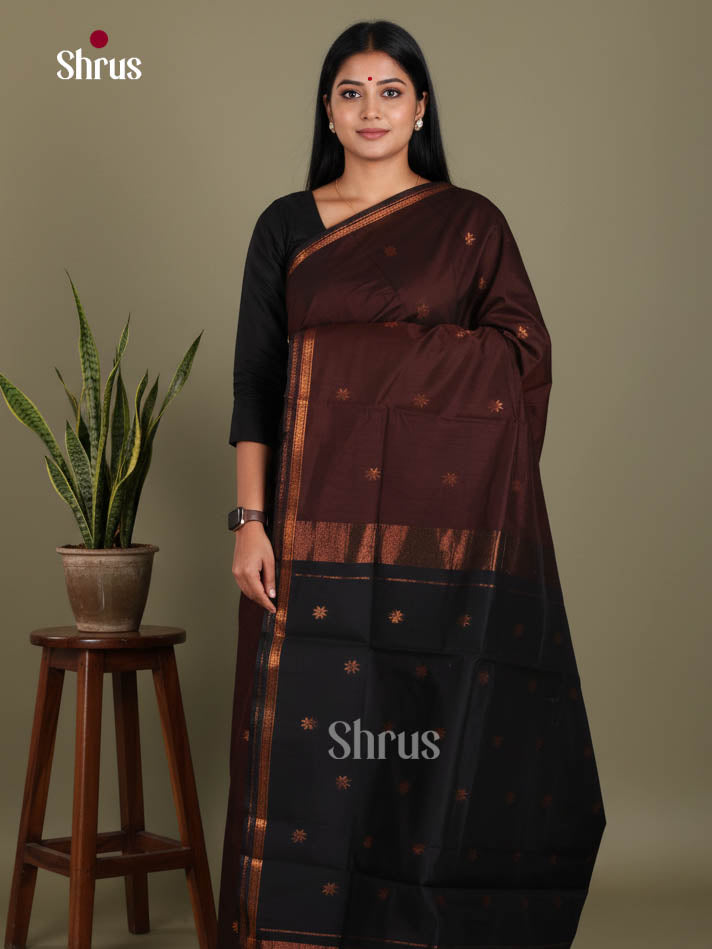 Brown - Semi Maheshwari Saree