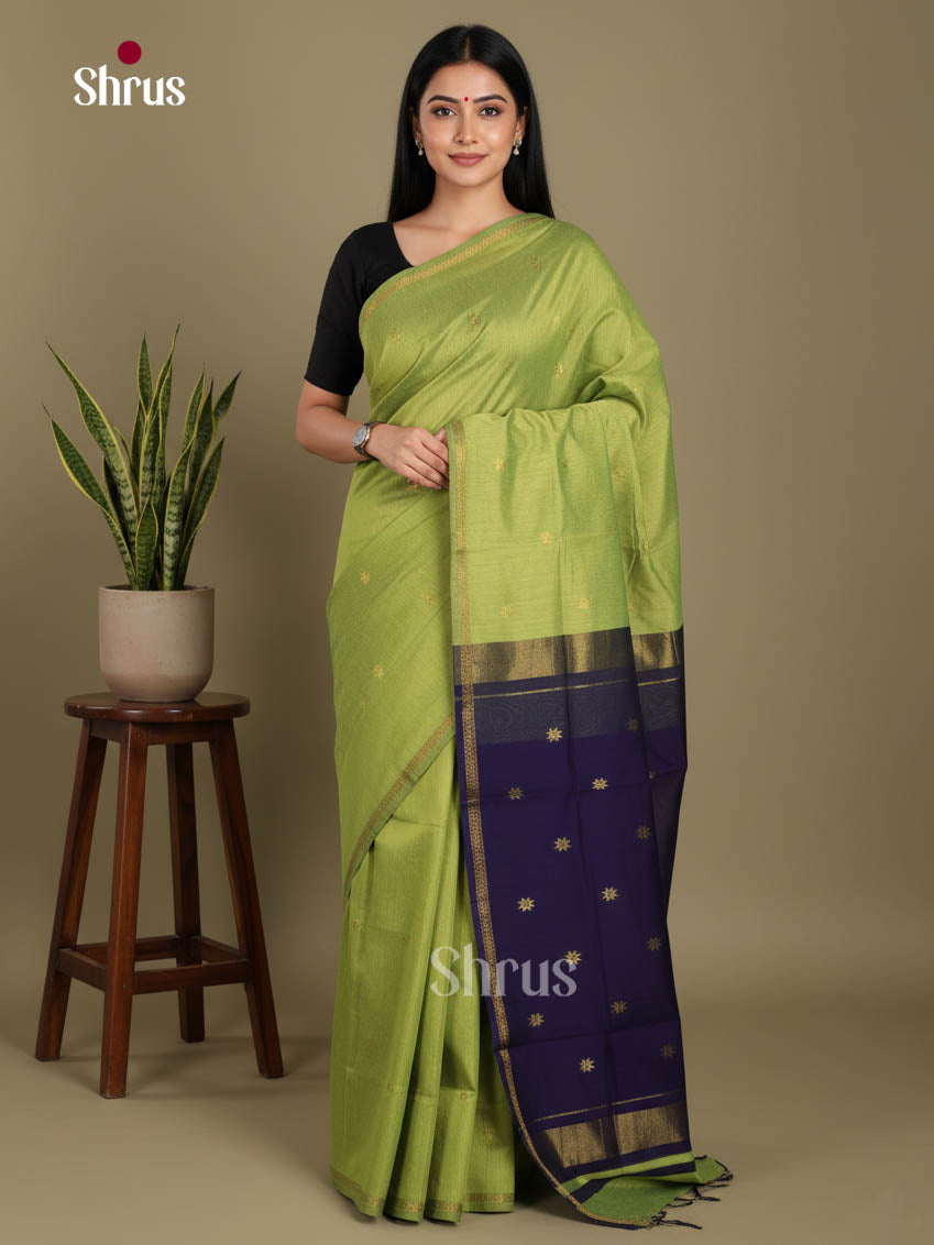 Green & Blue - Semi Maheshwari Saree