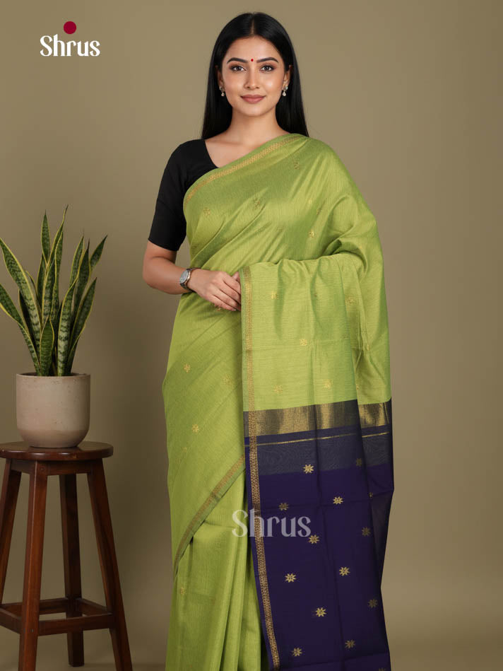 Green & Blue - Semi Maheshwari Saree
