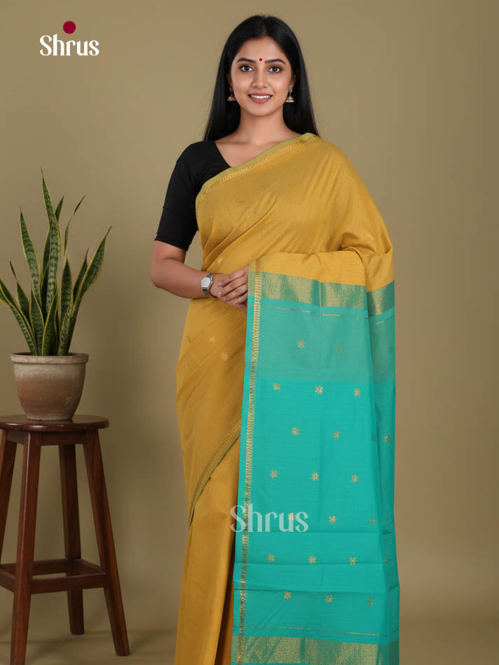 Mathulir Green & Teal - Semi Maheshwari Saree