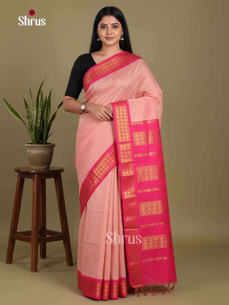 Peach & Pink- Kalyani Cotton Saree