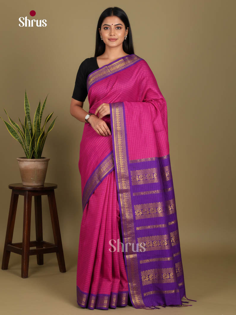 Pink & Purple - Kalyani Cotton Saree