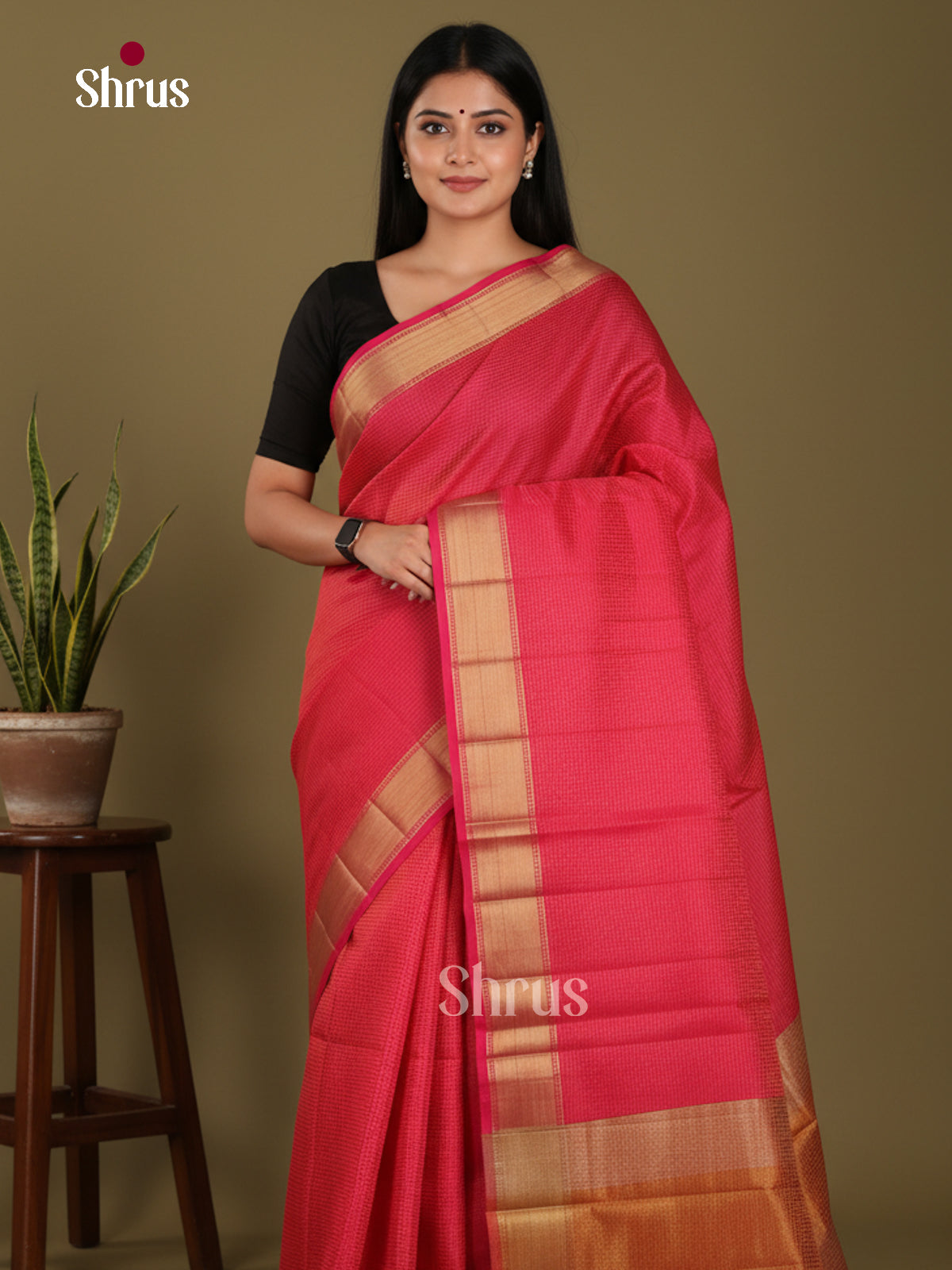 DKS06098 - Semi Rawsilk Saree - Shop on Shrus.com