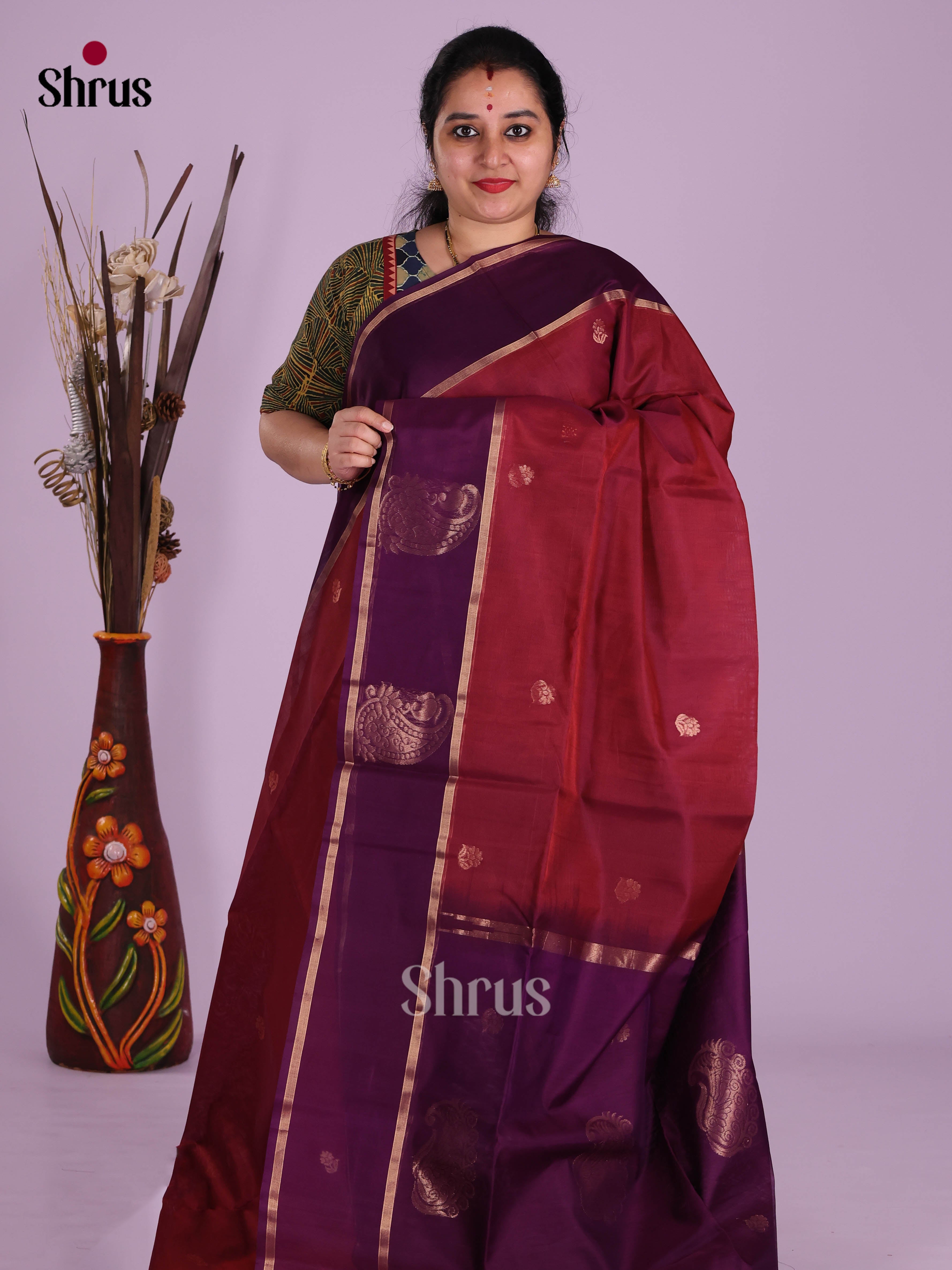 Maroon & Violet - Timeless Silk Cotton Saree