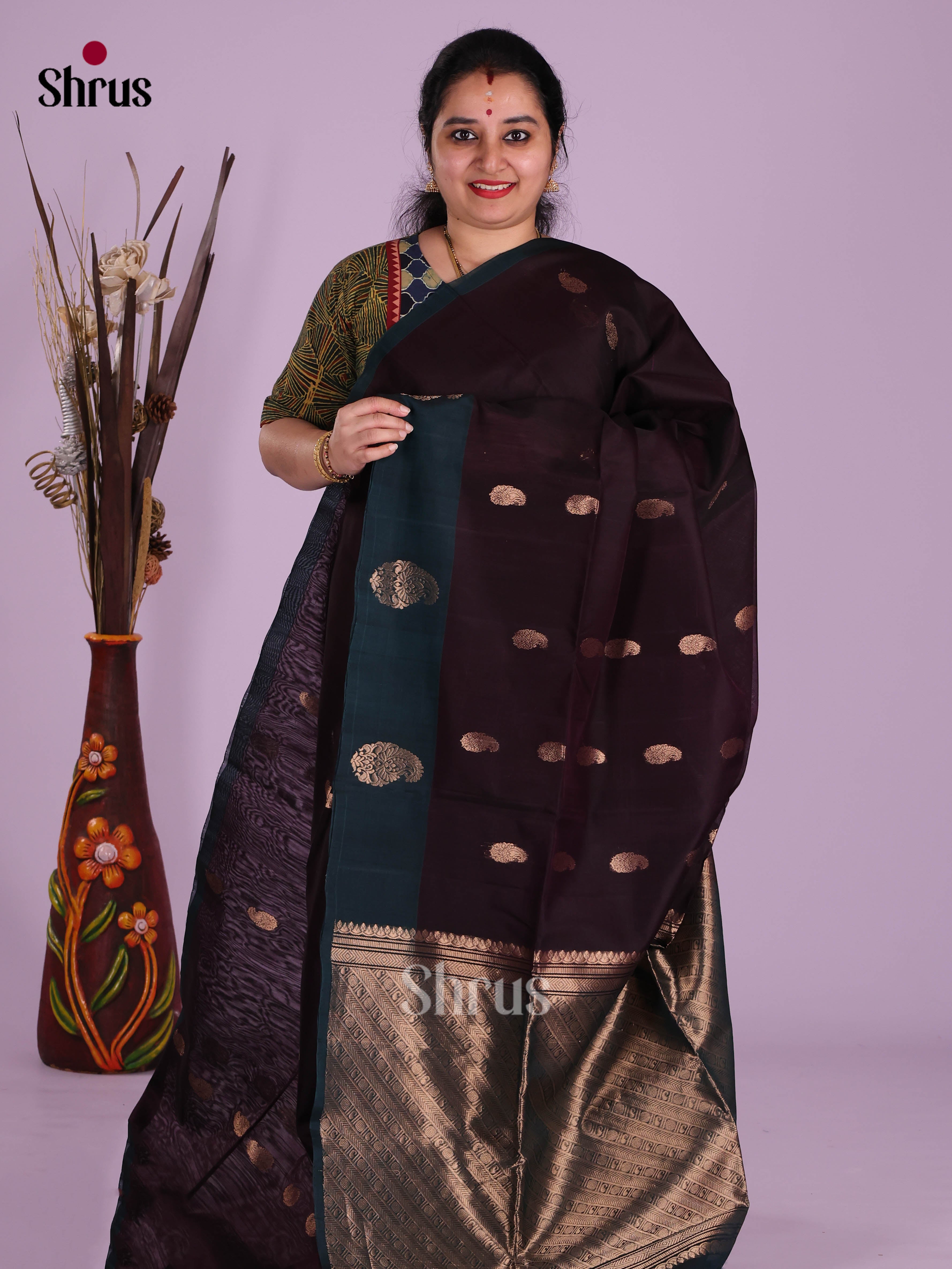 Dark Purple & Blue- Timeless Silk Cotton Saree