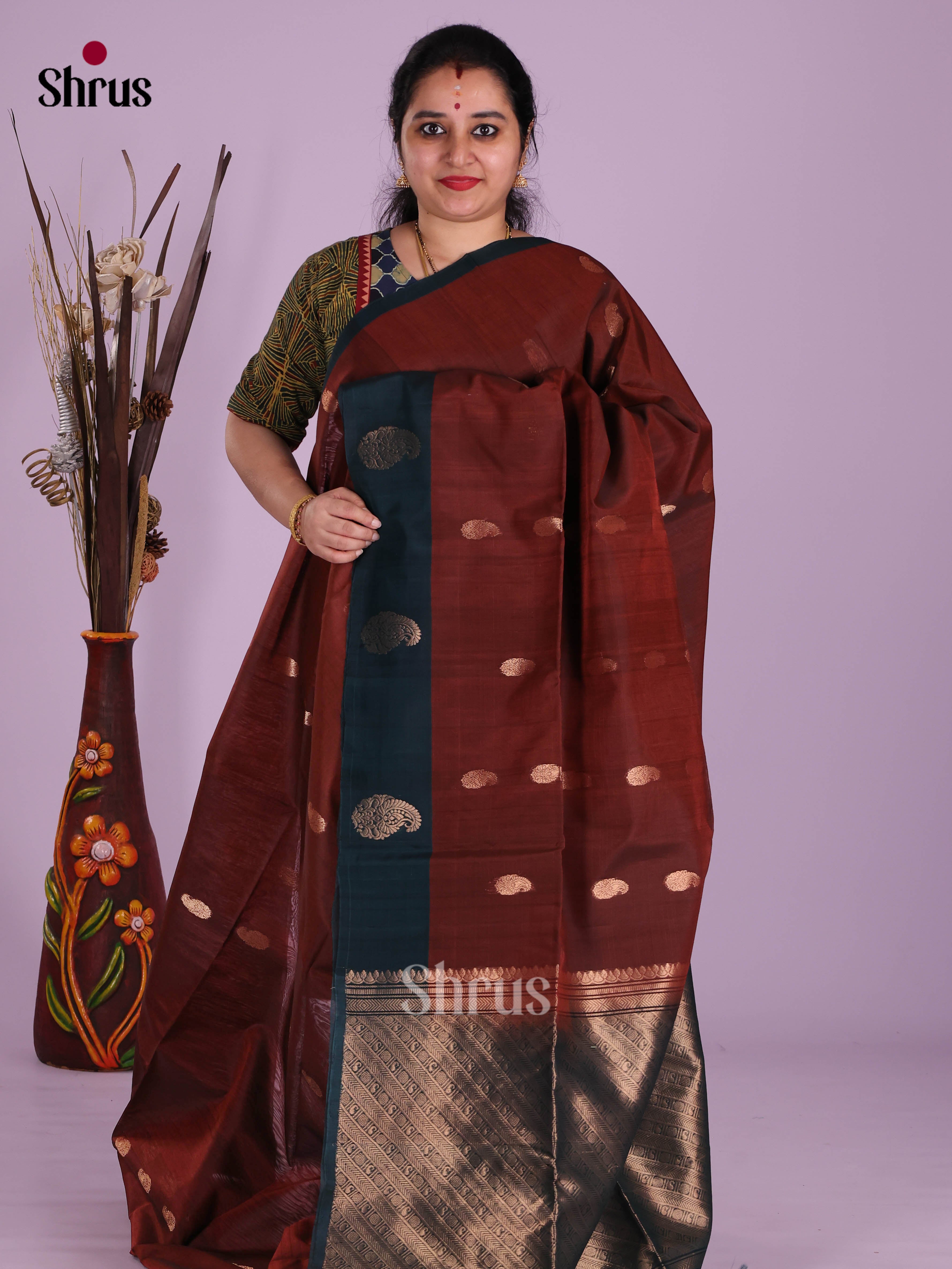 Maroon & Blue- Timeless Silk Cotton Saree