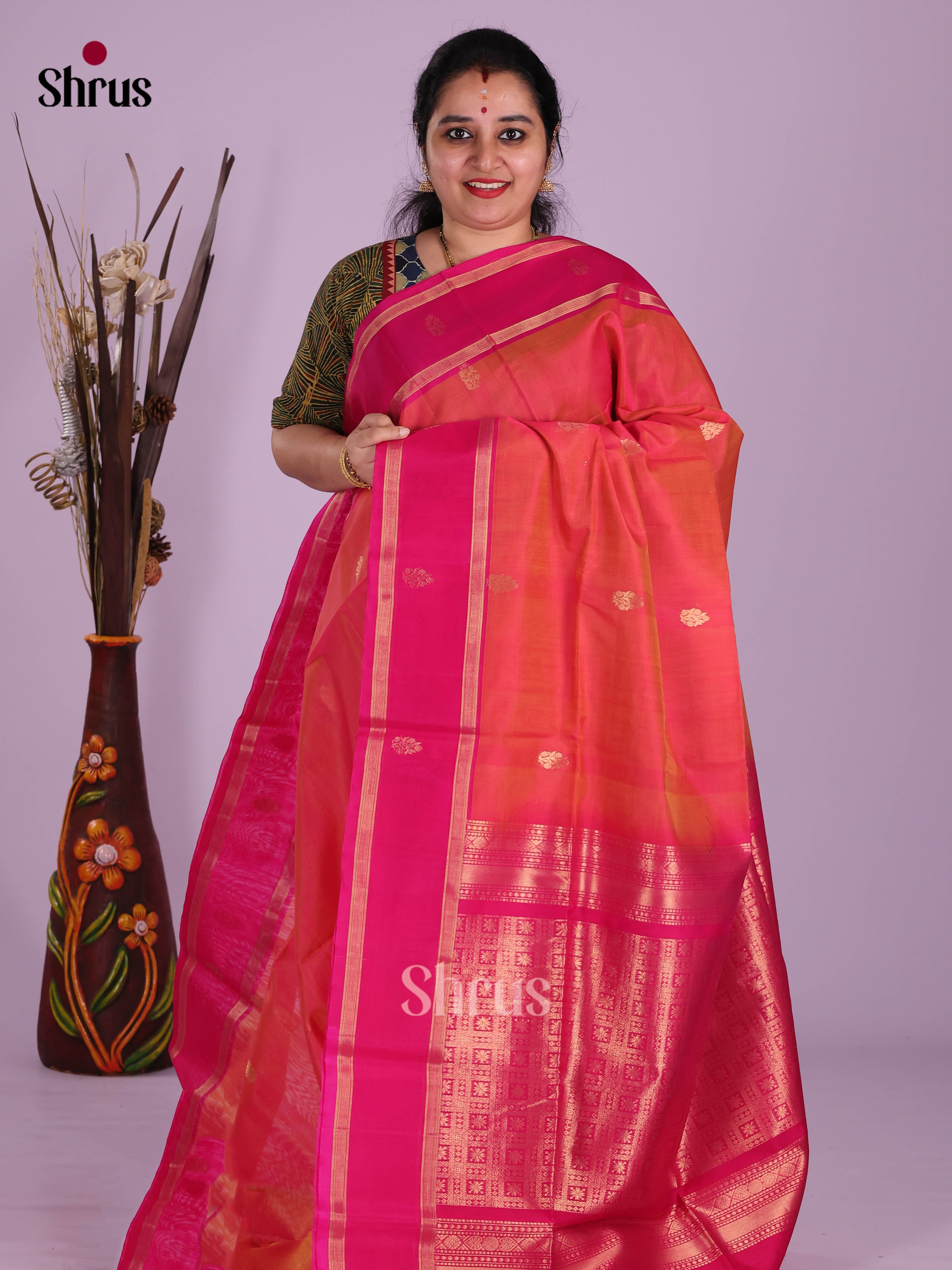 Orange & Pink - Timeless Silk Cotton Saree