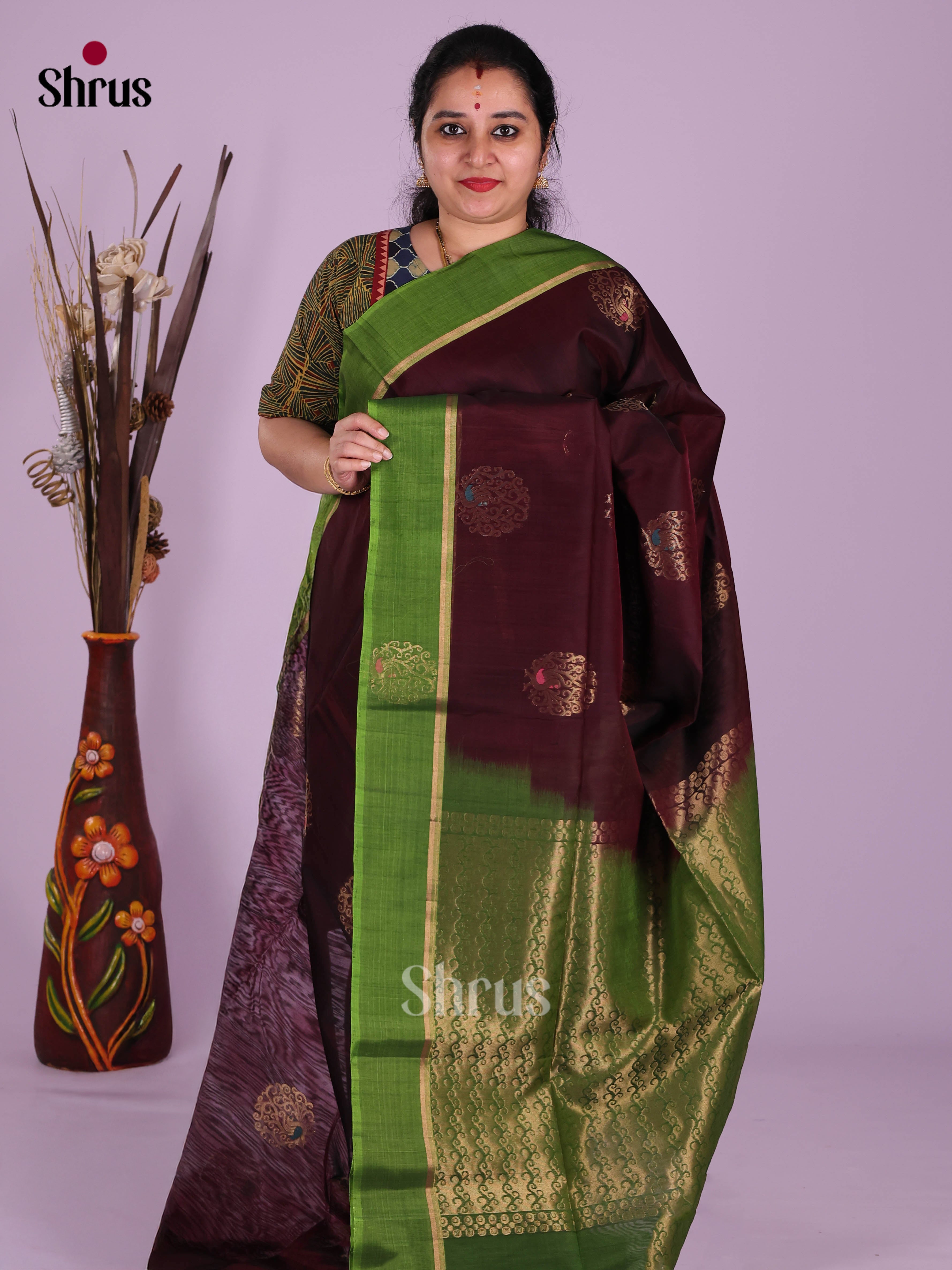 Maroon & green - Timeless Silk Cotton Saree