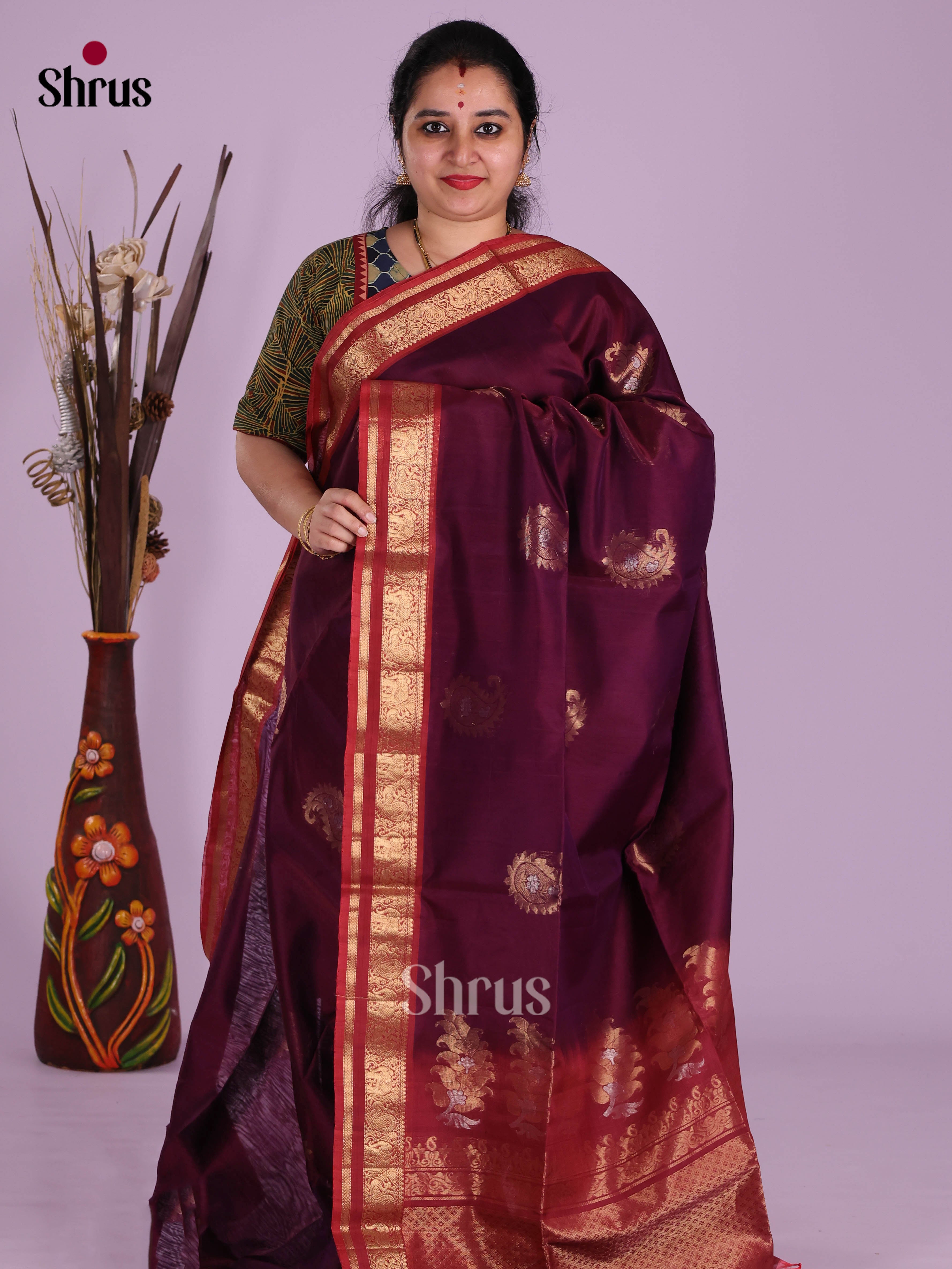 Purple & Maroon - Timeless Silk Cotton Saree