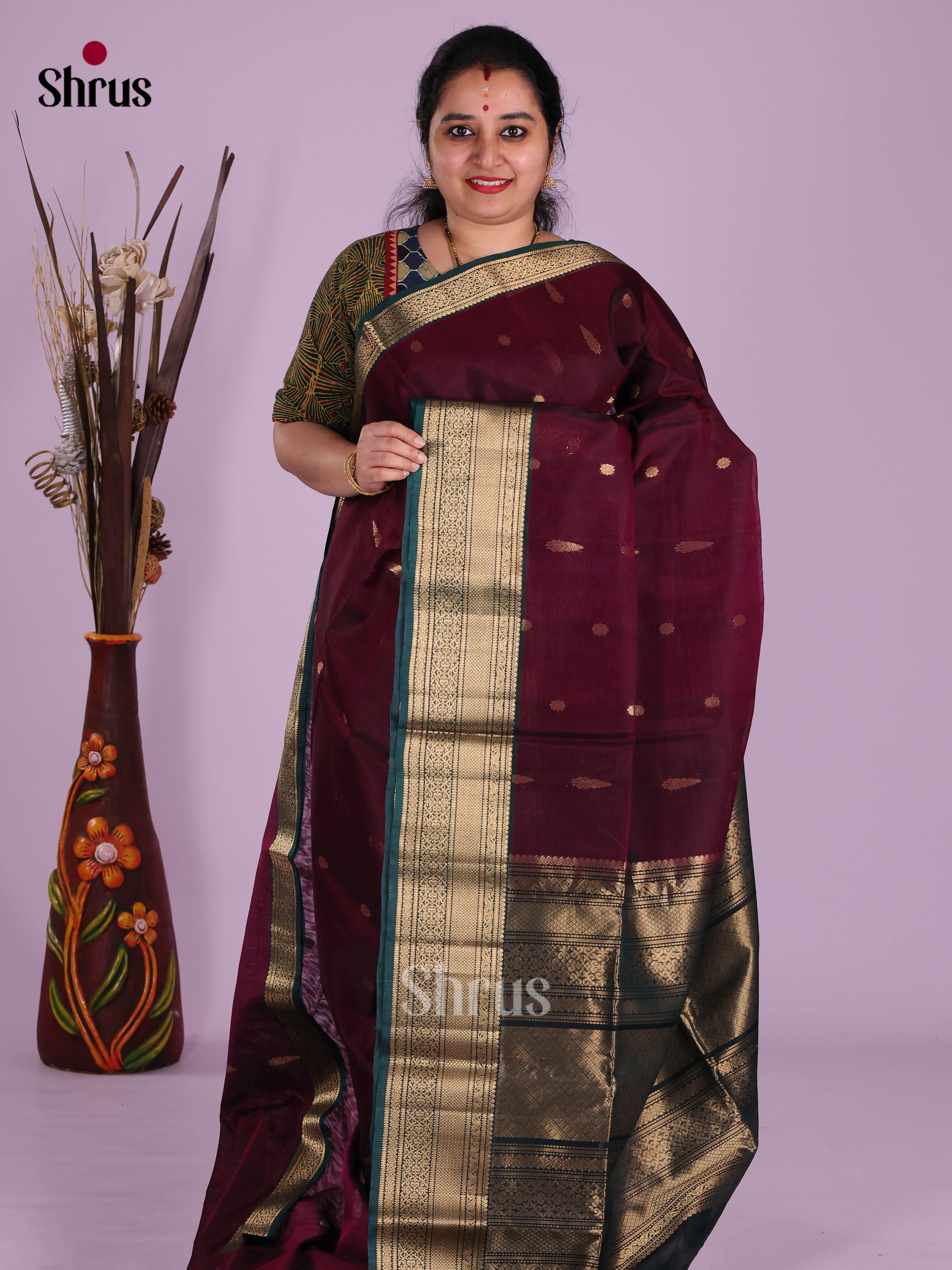Maroon & Green - Timeless Silk Cotton Saree