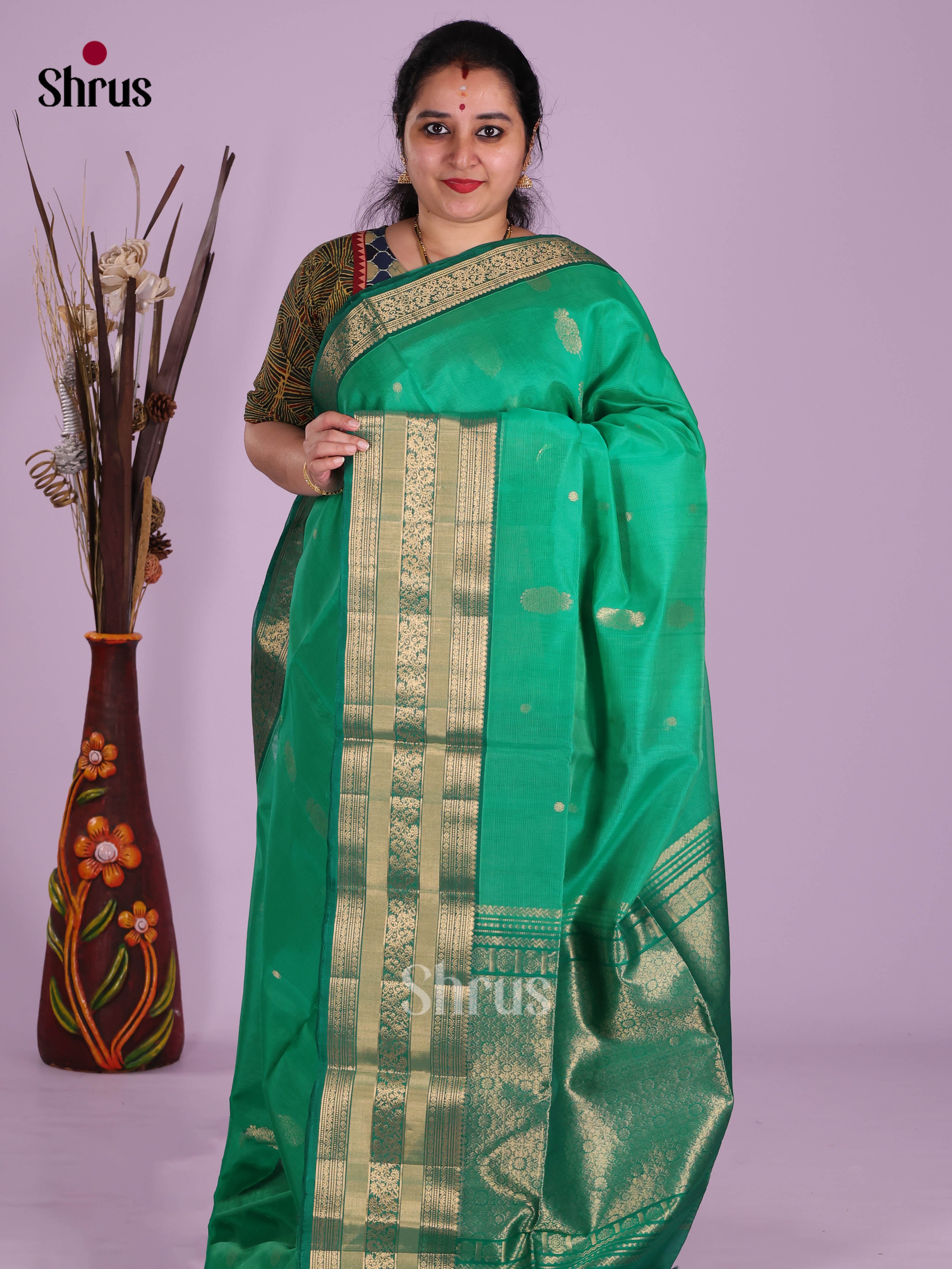 Green(Single Tone) - Timeless Silk Cotton Saree
