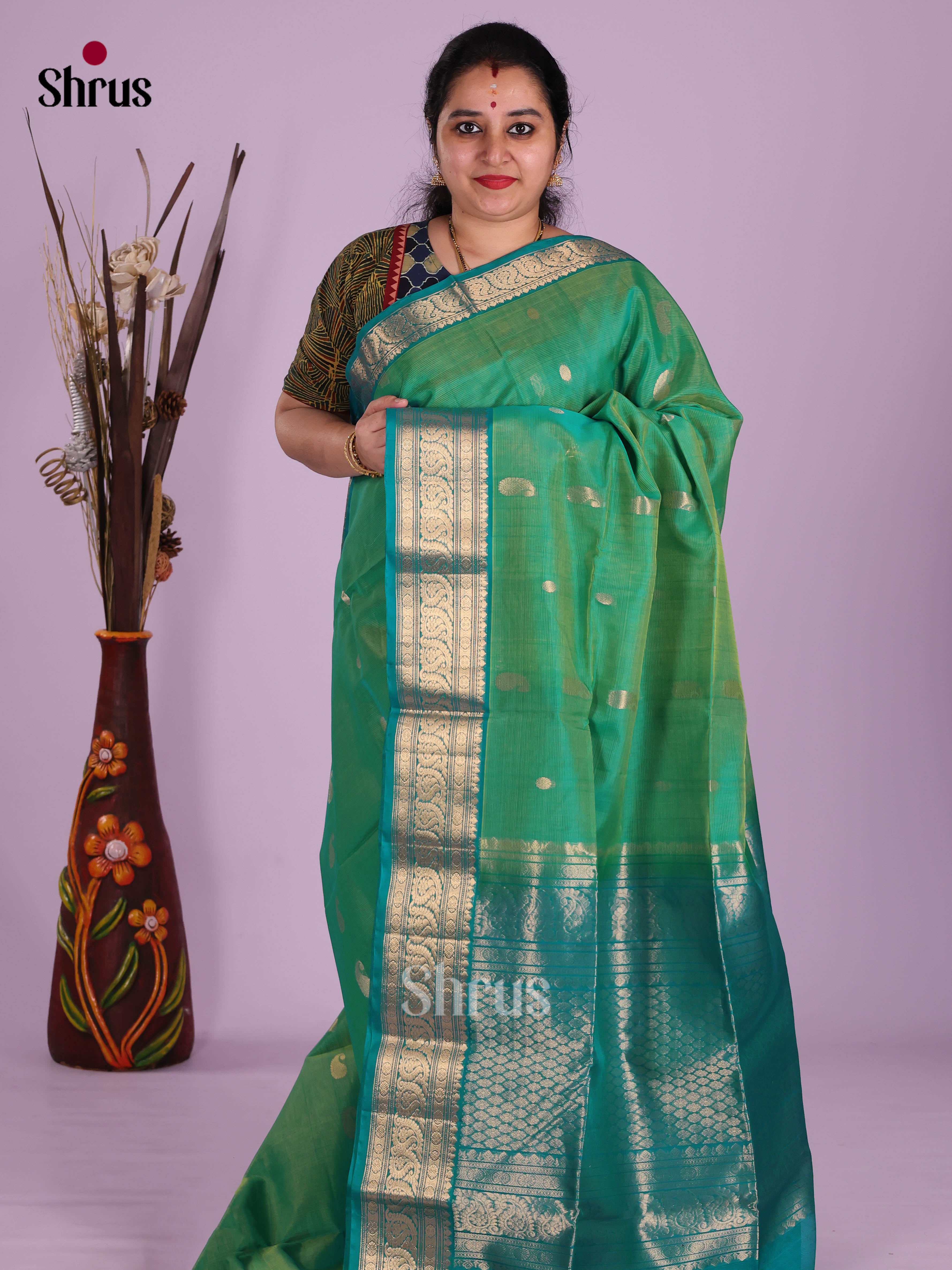 Green & Blue - Timeless Silk Cotton Saree